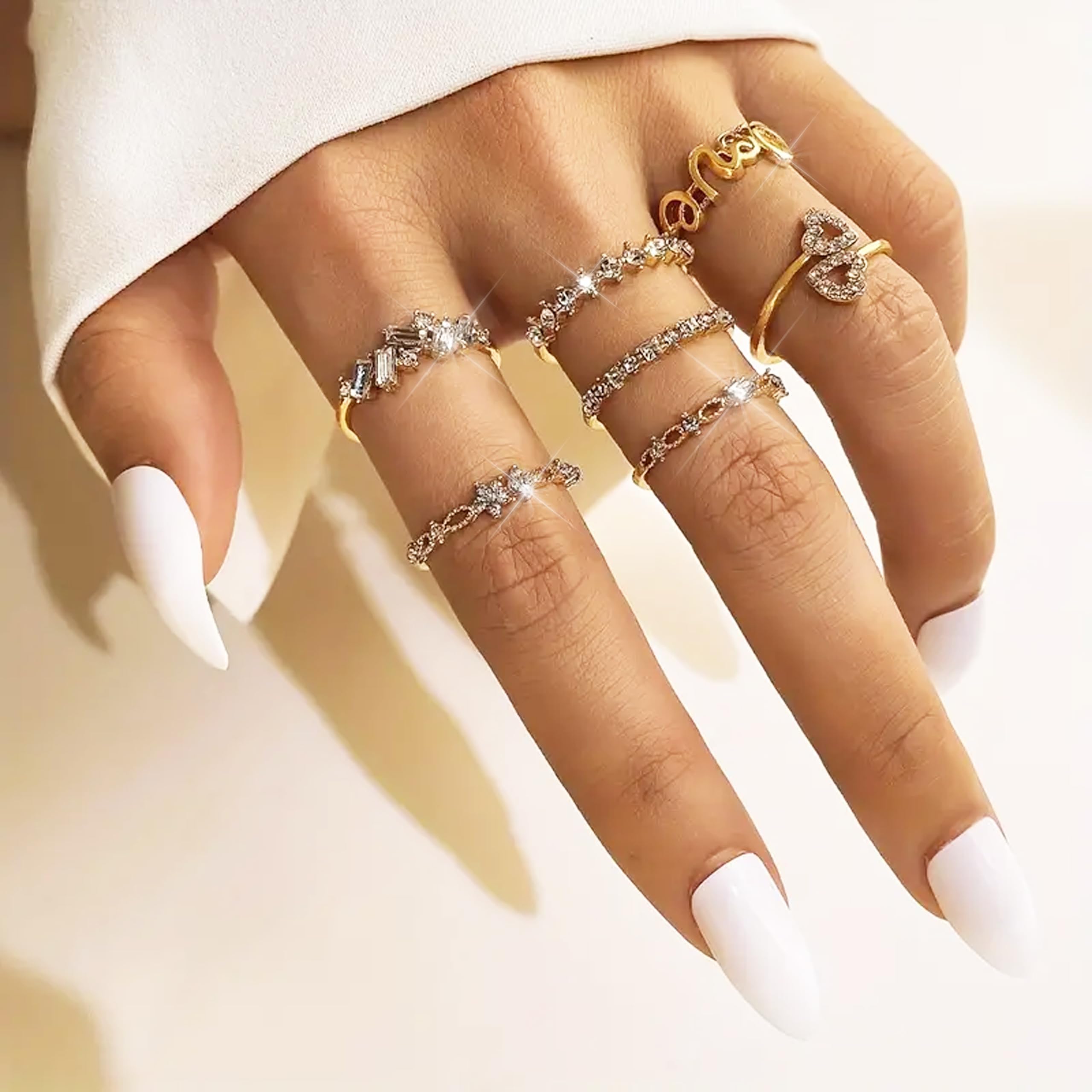 Trendy Gold Stackable Rings for Women - Boho Star Moon Heart Knuckle Rings Set, Minimalist Jewelry Pack for Birthday Gifts, Easter Basket Stuffers | Perfect for Everyday Wear, Layering & Special Occasions