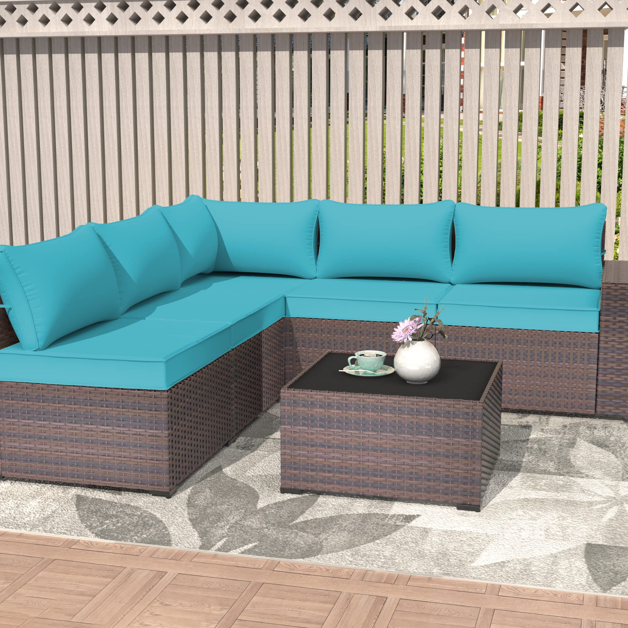 11-Piece Outdoor Cushion Covers Set - Waterproof Patio Furniture Replacement Slipcovers for Sofa, Seat & Back Pillows (Blue) - Perfect for Garden, Deck, Poolside & Patio Furniture Protection