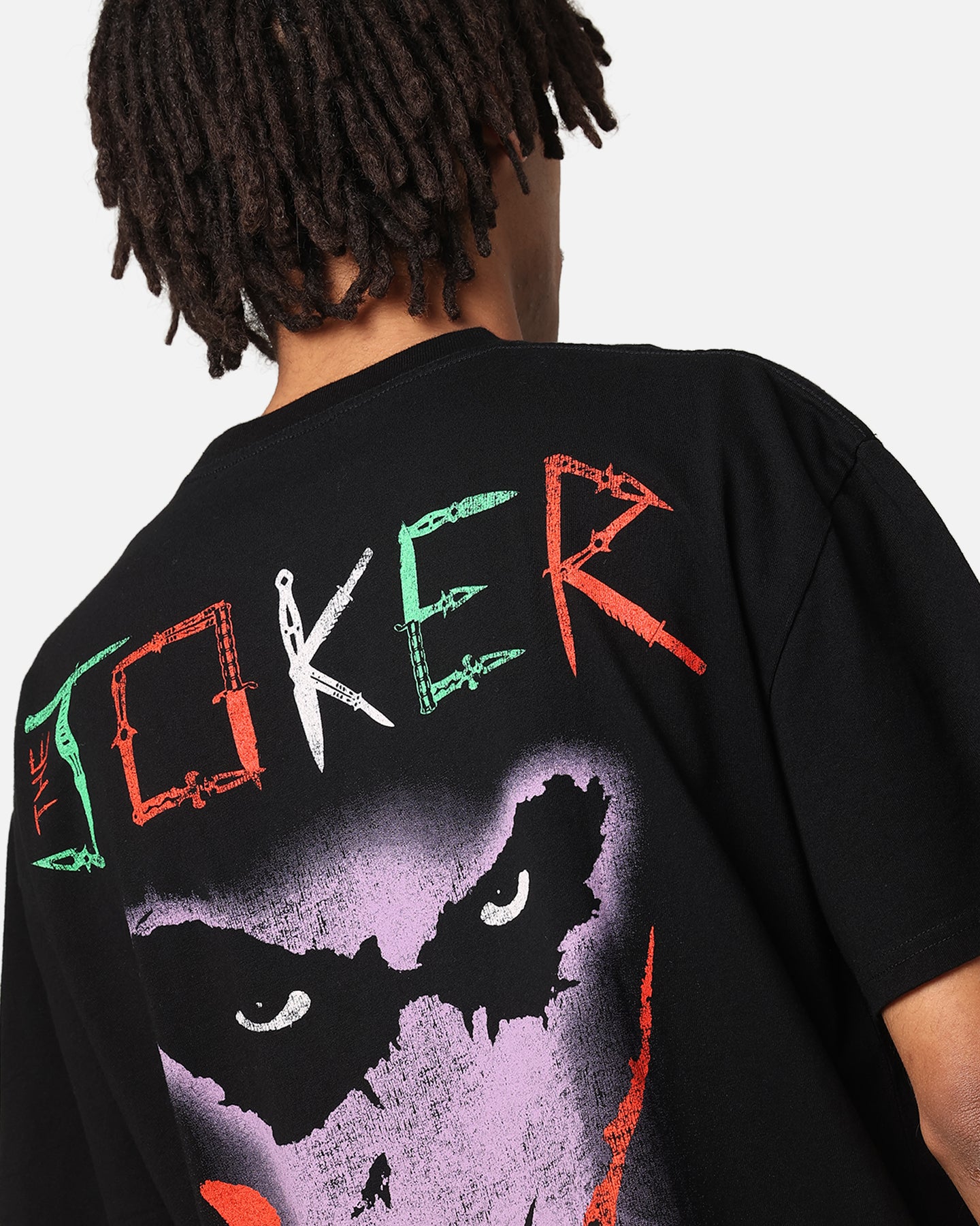 DC Batman The Joker Scars Graphic T-Shirt for Men - Black Cotton Vintage Heavyweight Tee - Perfect for Cosplay, Comic Con & Superhero Fans