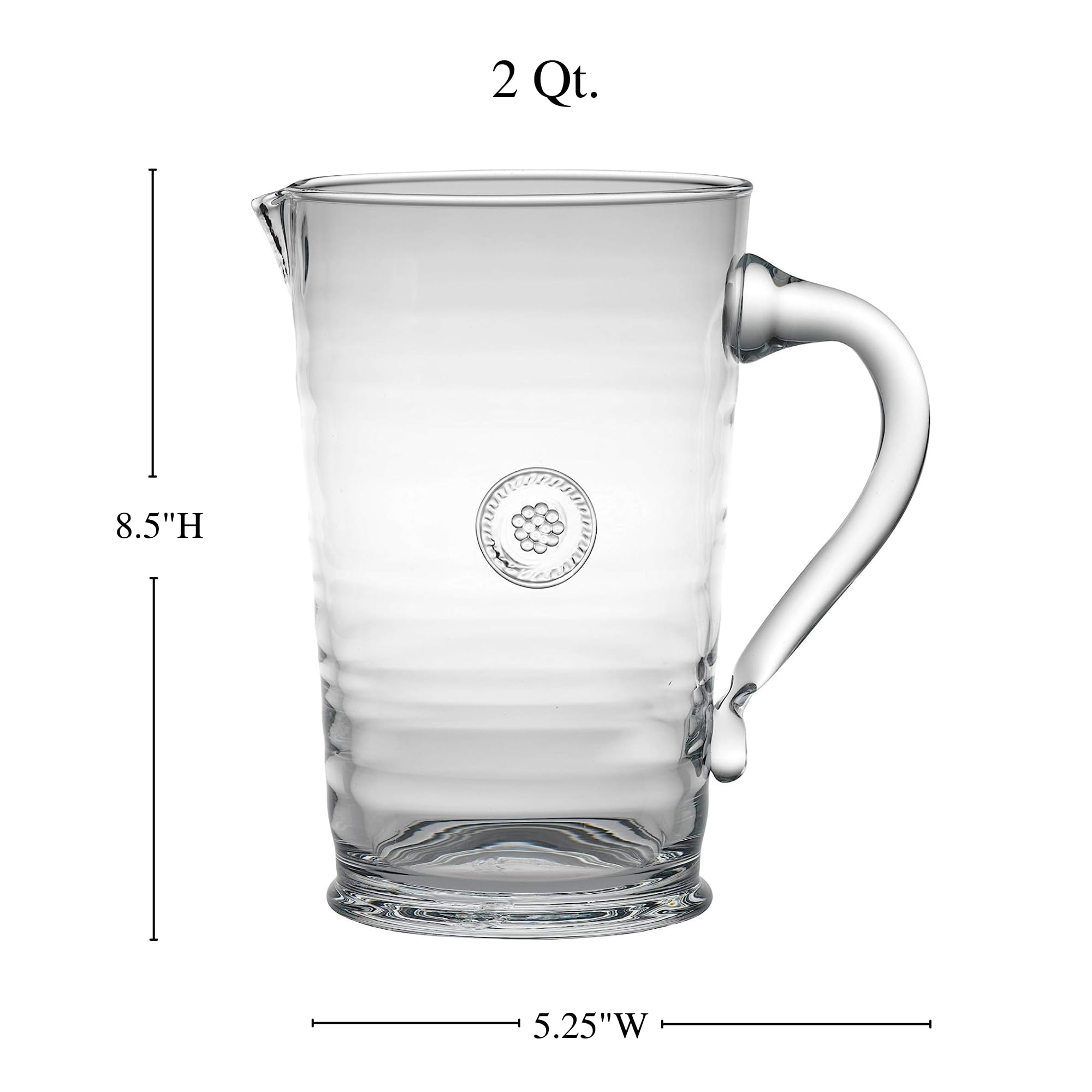 Juliska Berry & Thread Glass Pitcher - Elegant Handcrafted Pitcher for Iced Tea, Lemonade & Summer Beverages - Perfect for Entertaining, Parties & Outdoor Gatherings