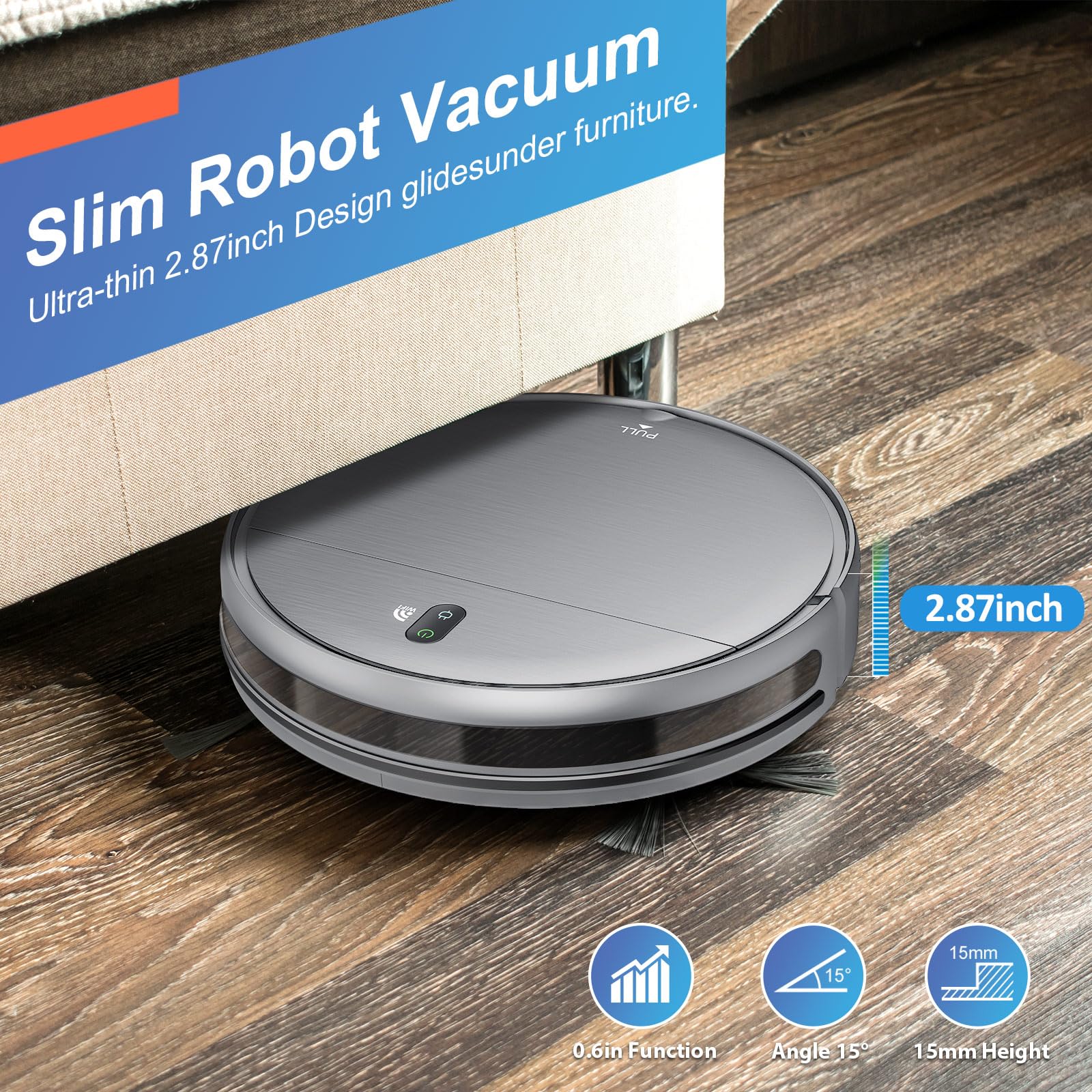 Smart Robot Vacuum and Mop 2-in-1 - WiFi/App & Voice Control, Self-Charging, Slim Design with Water Tank & Dustbin - Perfect for Hard Floors, Pet Hair, Carpets - Ideal for Home Cleaning & Pet Owners