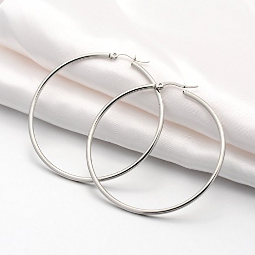 12 Pairs Surgical 304 Stainless Steel Hoop Earrings - 55mm Circle Rings for Women | Hypoallergenic, Durable & Stylish | Perfect for Everyday Wear, Parties & Gifts