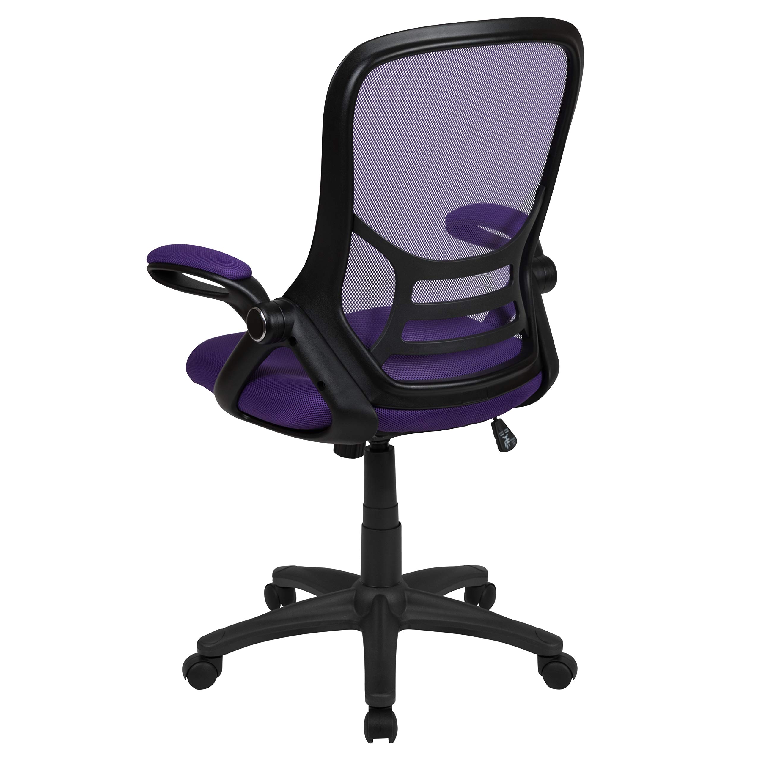 Ergonomic High Back Purple Mesh Office Chair with Black Frame & Flip-Up Arms - Perfect for Home Office, Gaming & Workspace Comfort