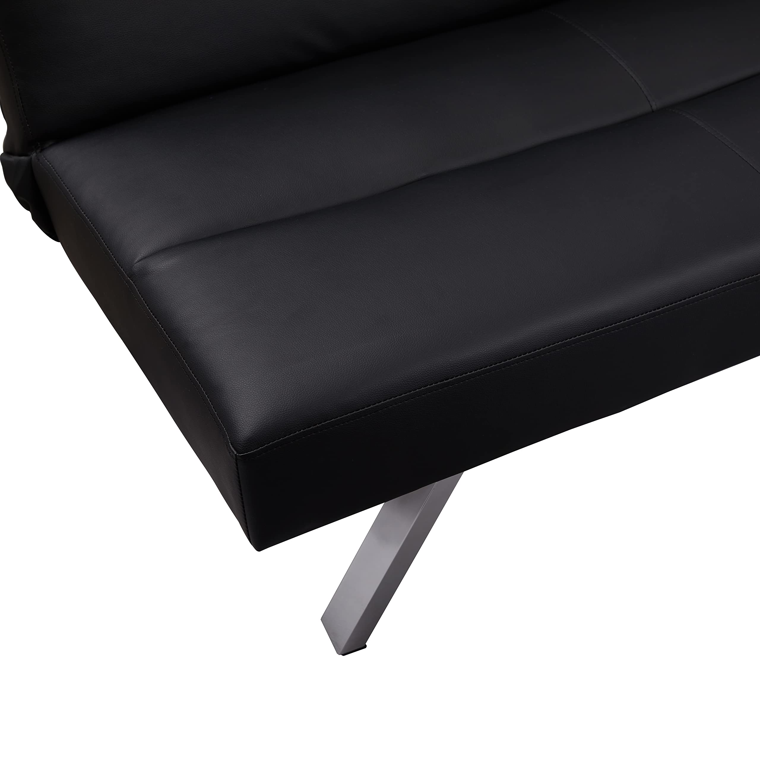 Naomi Home Black Faux Leather Futon Sofa Bed - 3-Position Reclining Convertible Couch with 500 lbs Weight Capacity (66