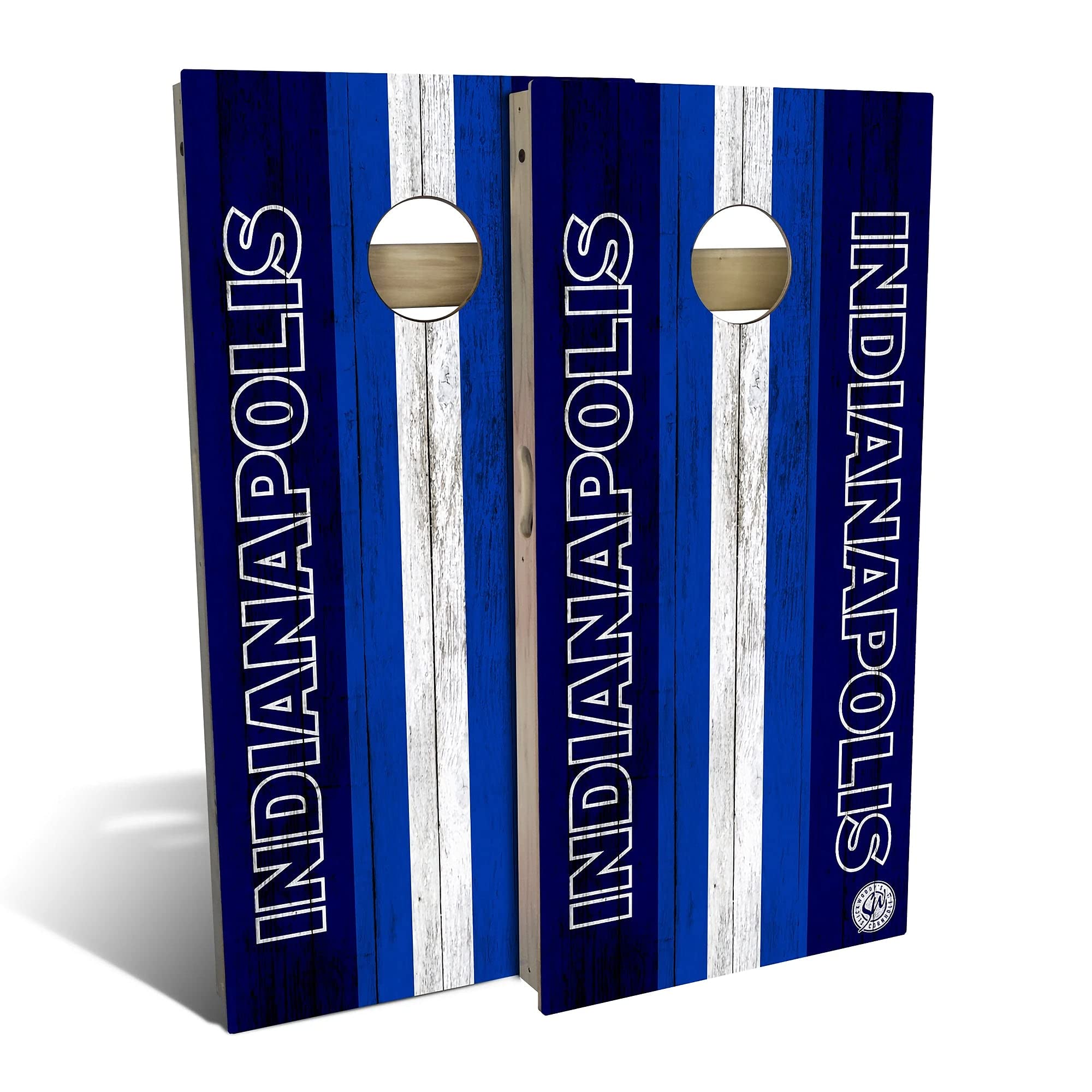 Indianapolis City Themed Cornhole Game Set - Premium Wooden Cornhole Boards with 8 Bean Bags - Outdoor Lawn Games for Backyard, Tailgating & Parties - Multiple Sizes & Accessories Included
