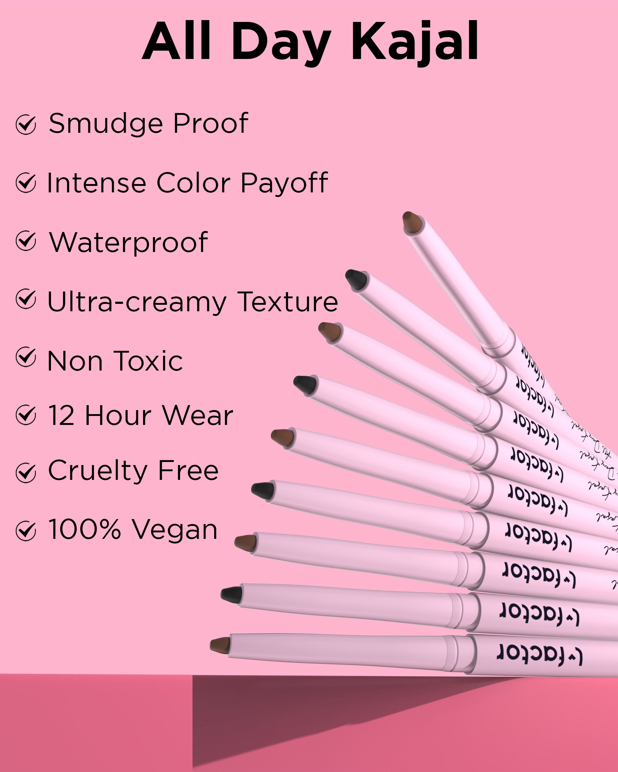 All Day Kajal Brown - Long Lasting Smudge Proof Eyeliner Pencil for Waterline & Tightline - Perfect for Everyday Makeup & Professional Looks