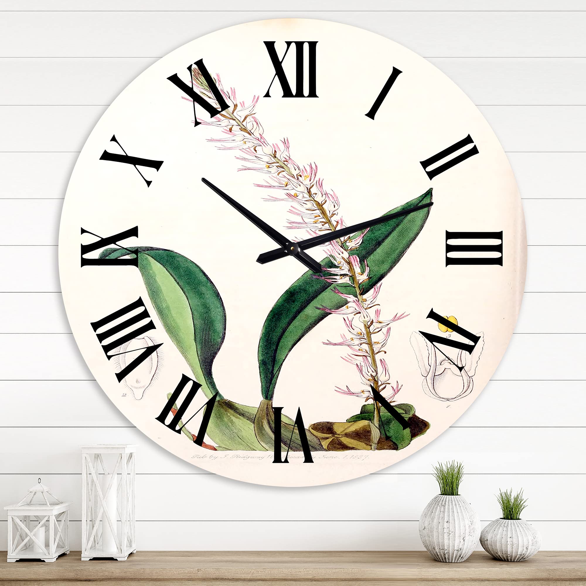 Vintage London Plants Floral Wall Clock - Large Traditional Decorative Clock for Bedroom, Living Room, Office | Home & Office Decor, Perfect Gift Idea