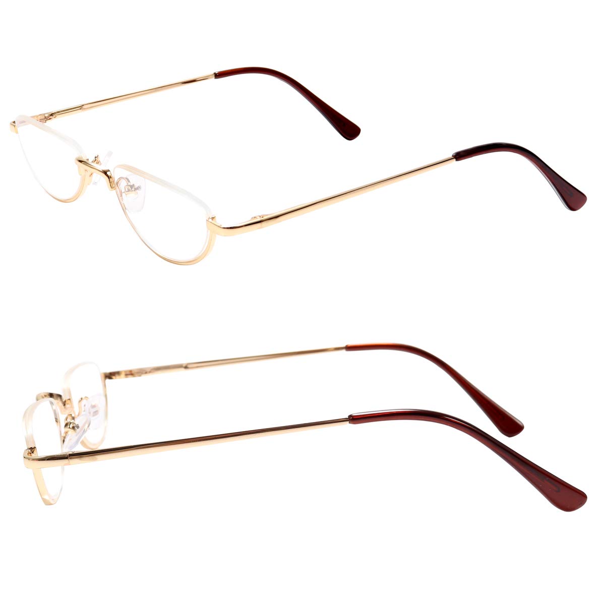 Vintage Alloy Half Moon Reading Glasses - Classic Half Frame Eyewear for Men & Women - Lightweight Slim Design for Reading, Computer Use & Daily Wear
