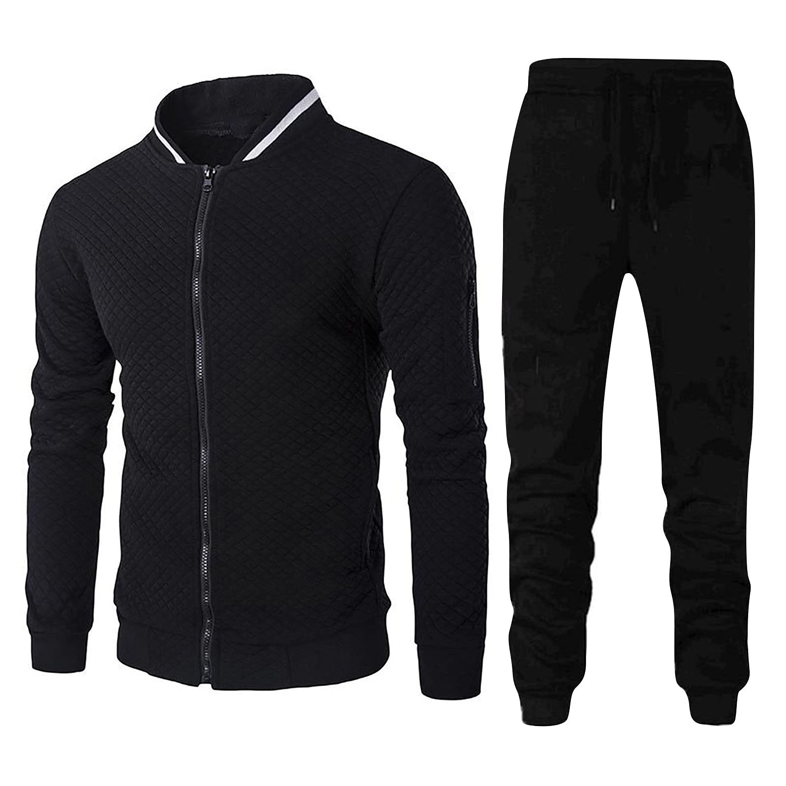 Men's Full Zip Tracksuit Set with Collared Jacket & Jogger Pants - Gym Workout, Running, Training & Casual Wear - Breathable Sweatsuit for Sports & Athleisure