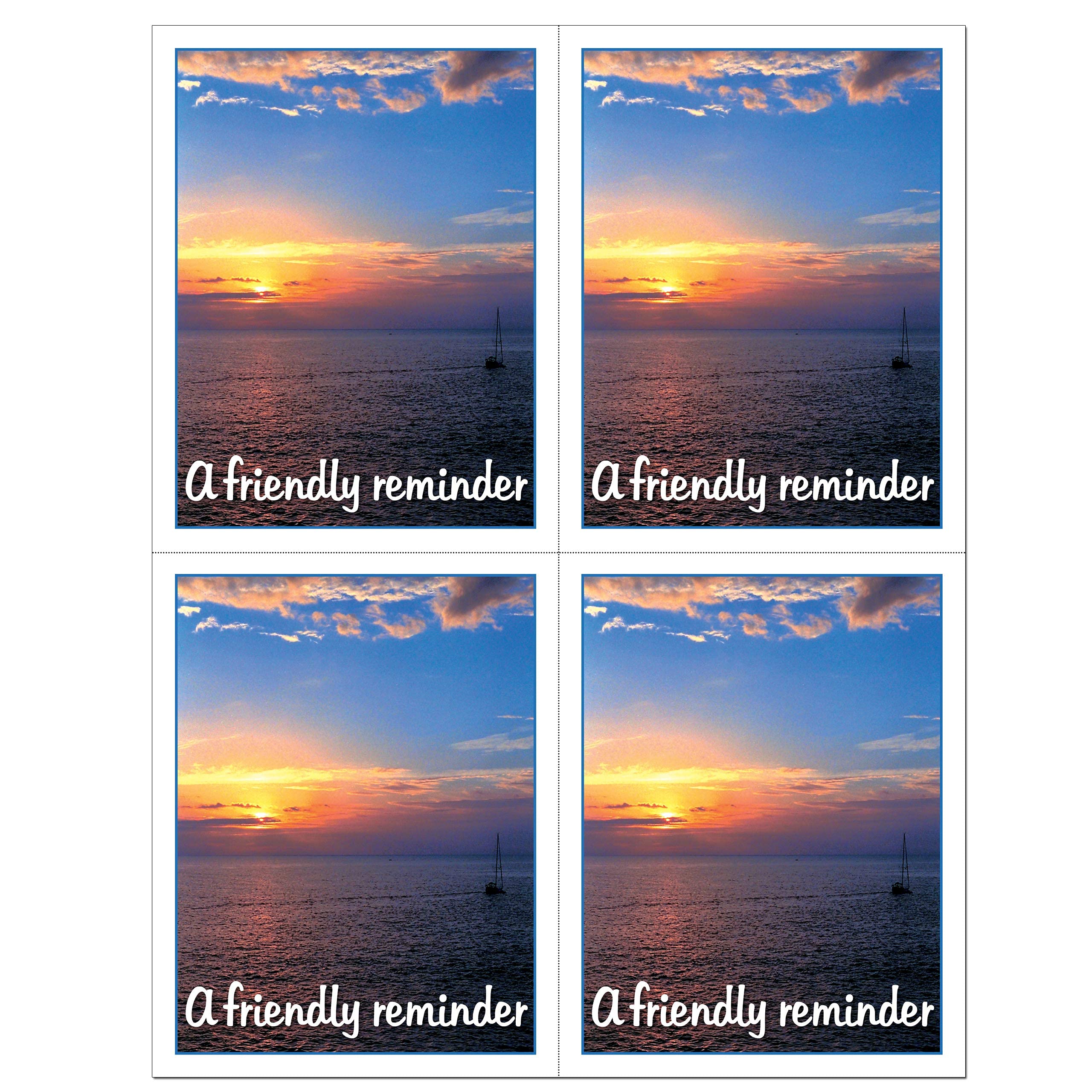 Laser Reminder Postcards for Dental, Optometry, Veterinary & Chiropractic Offices - 4 Perforated Cards (4.25