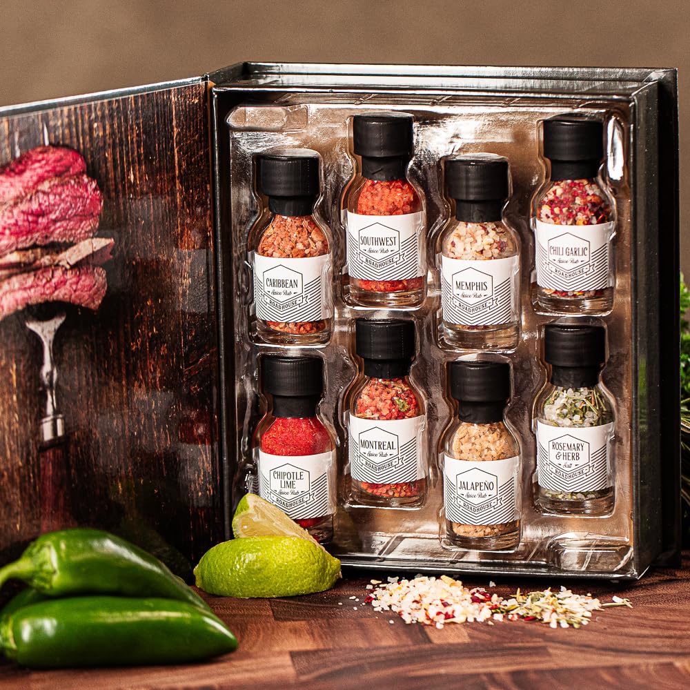 Man Crates Steak Night Crate - Premium Solid Wood Steak Plates, Professional Stainless Steel Knives, Unique Steak Charms & Gourmet Seasonings - Ultimate Steak Lover Gift Set for BBQ, Grilling & Special Occasions