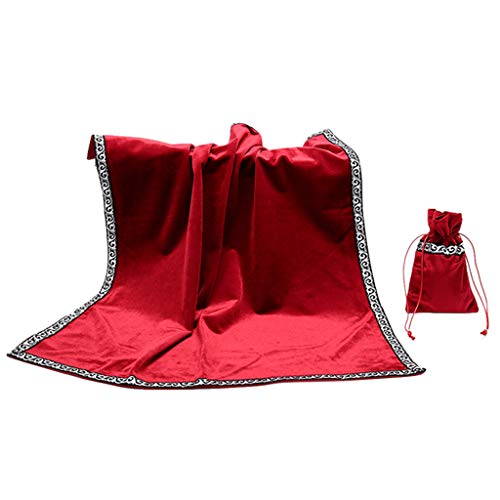 Premium Velvet Tarot Cloth & Pouch Set - Red Altar Table Cover for Divination, Wicca Rituals & Card Reading | Perfect for Tarot Spreads, Crystal Charging & Sacred Space Decor