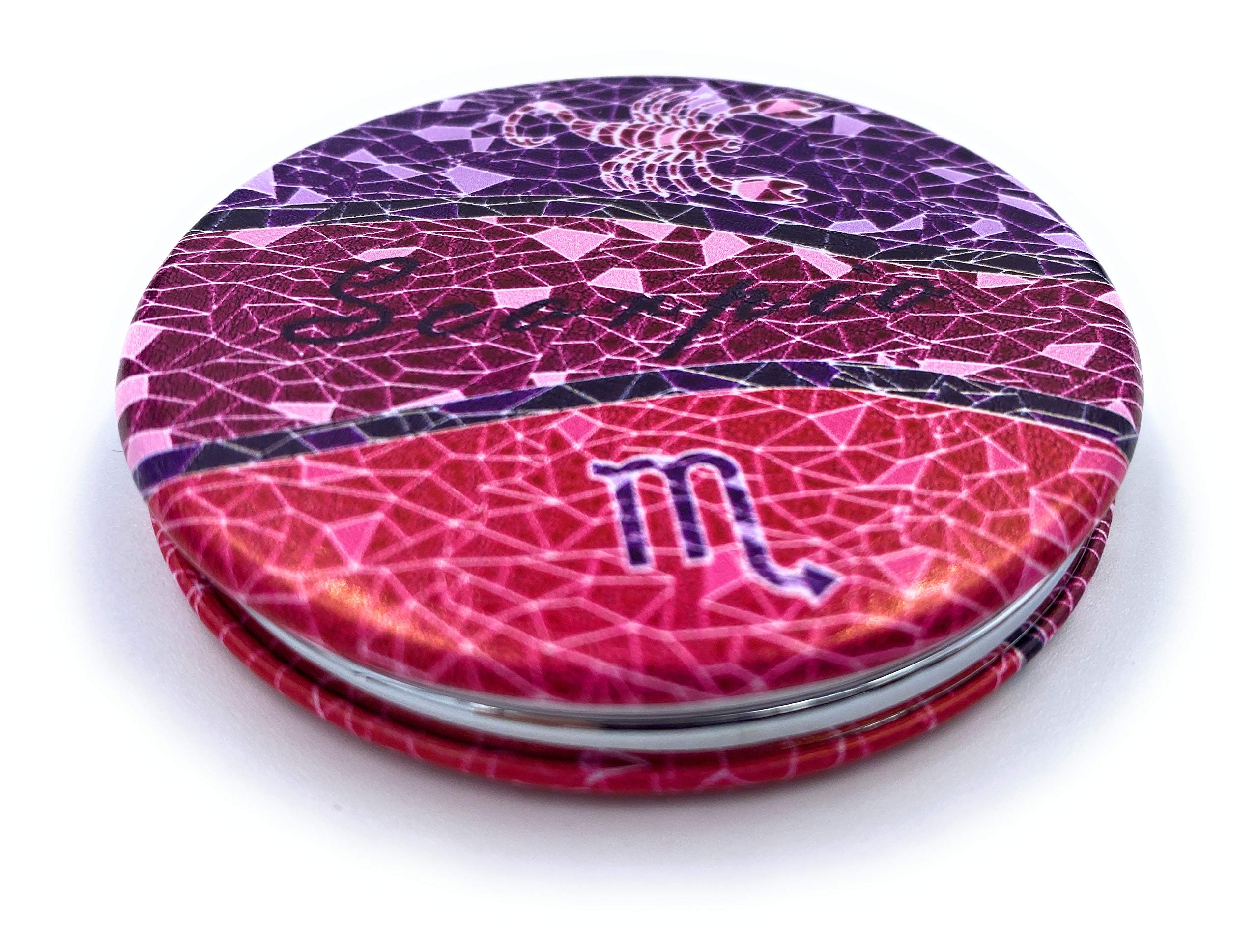 Scorpio Zodiac Compact Mirror for Women - Small Travel Makeup Mirror with Scorpio Design - Perfect for Travel, Purse & Vanity Use
