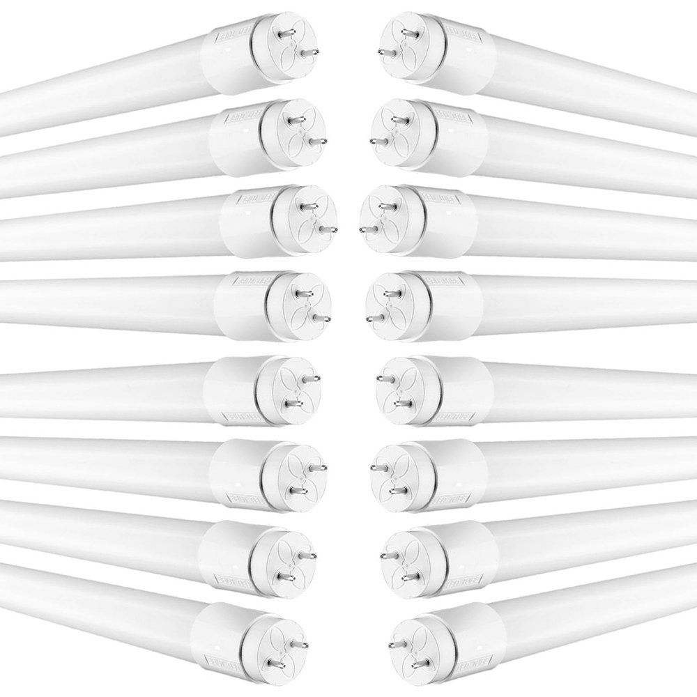 16-Pack Energy Saving LED T8 Plug and Play Light Bulbs - 17W (36W Fluorescent Replacement) with 32 Free Non-Shunted Socket Holders - 120-277V, 40000 Hours Lifespan - Perfect for Office, Warehouse, and Home Lighting Upgrades
