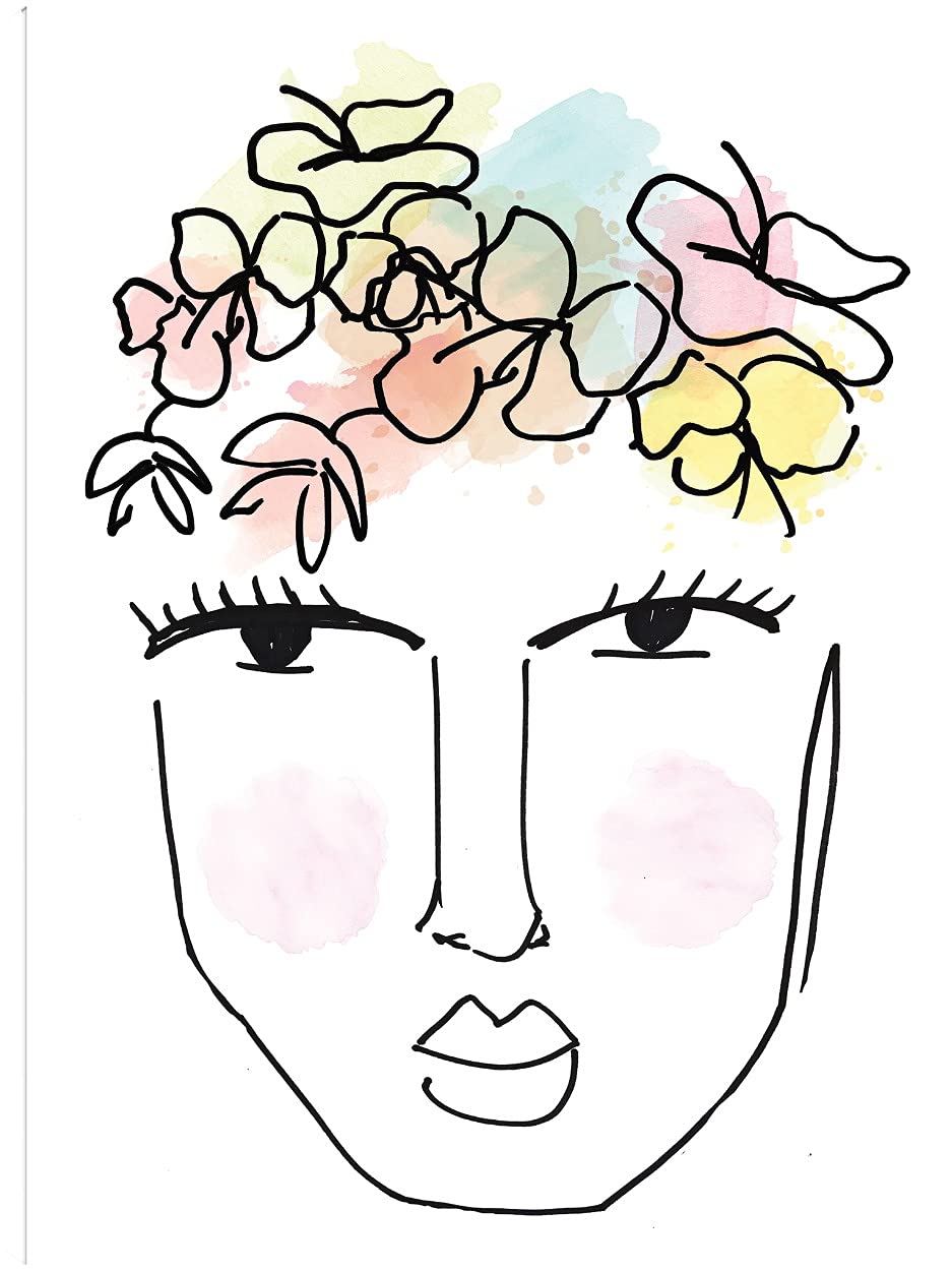 Hand-Painted Floral Canvas Wall Art - Modern Flower Girl 2 Painting by Nikki Chu - 24x32 Inches - Ready to Hang Home Decor for Living Room, Bedroom, Office & More - Perfect for Housewarming Gifts & Interior Design
