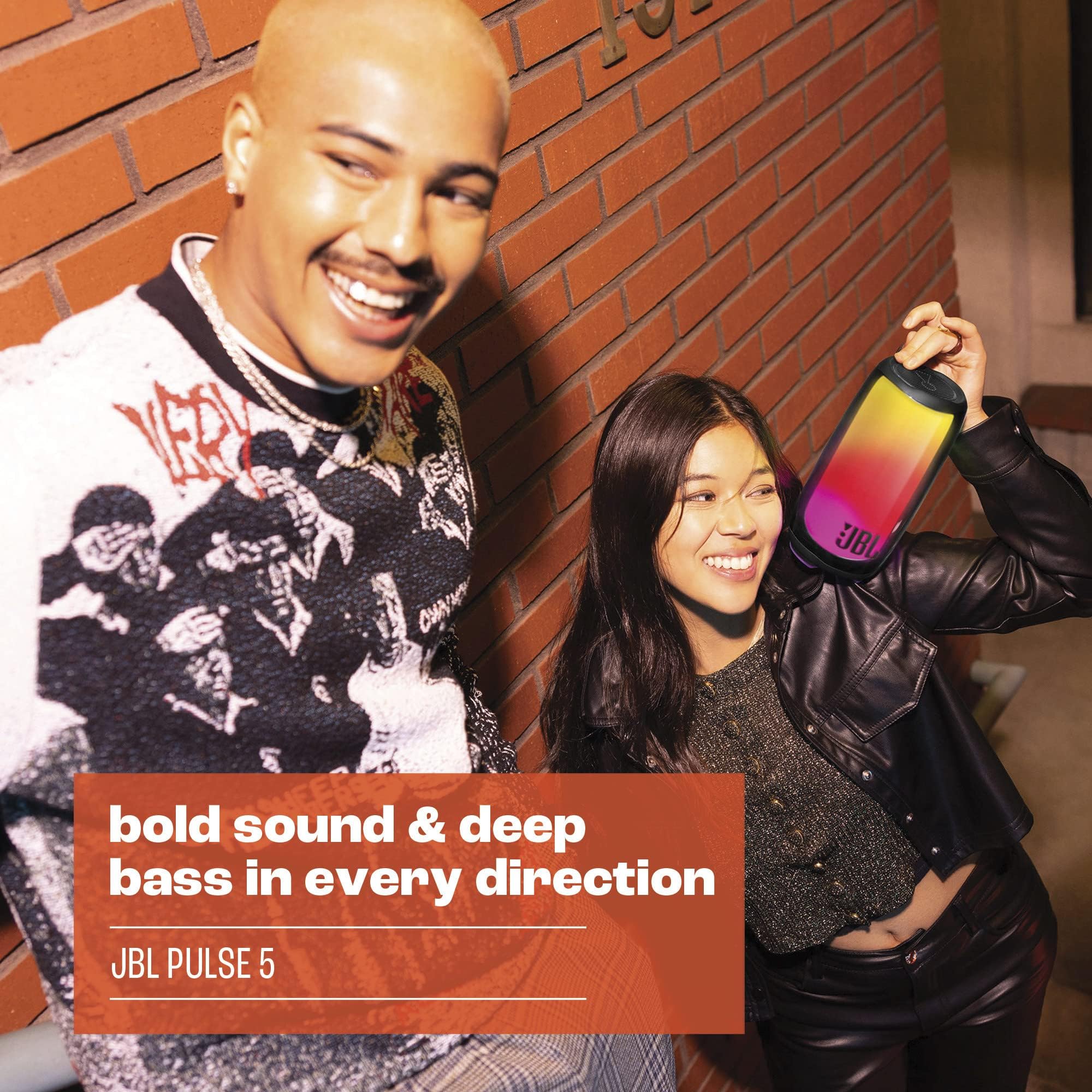 JBL Pulse 5 Portable Bluetooth Speaker with LED Light Show - Waterproof Wireless Speaker with Powerful Bass, 12-Hour Playtime - Perfect for Pool Parties, Beach Outings & Home Entertainment (Black)