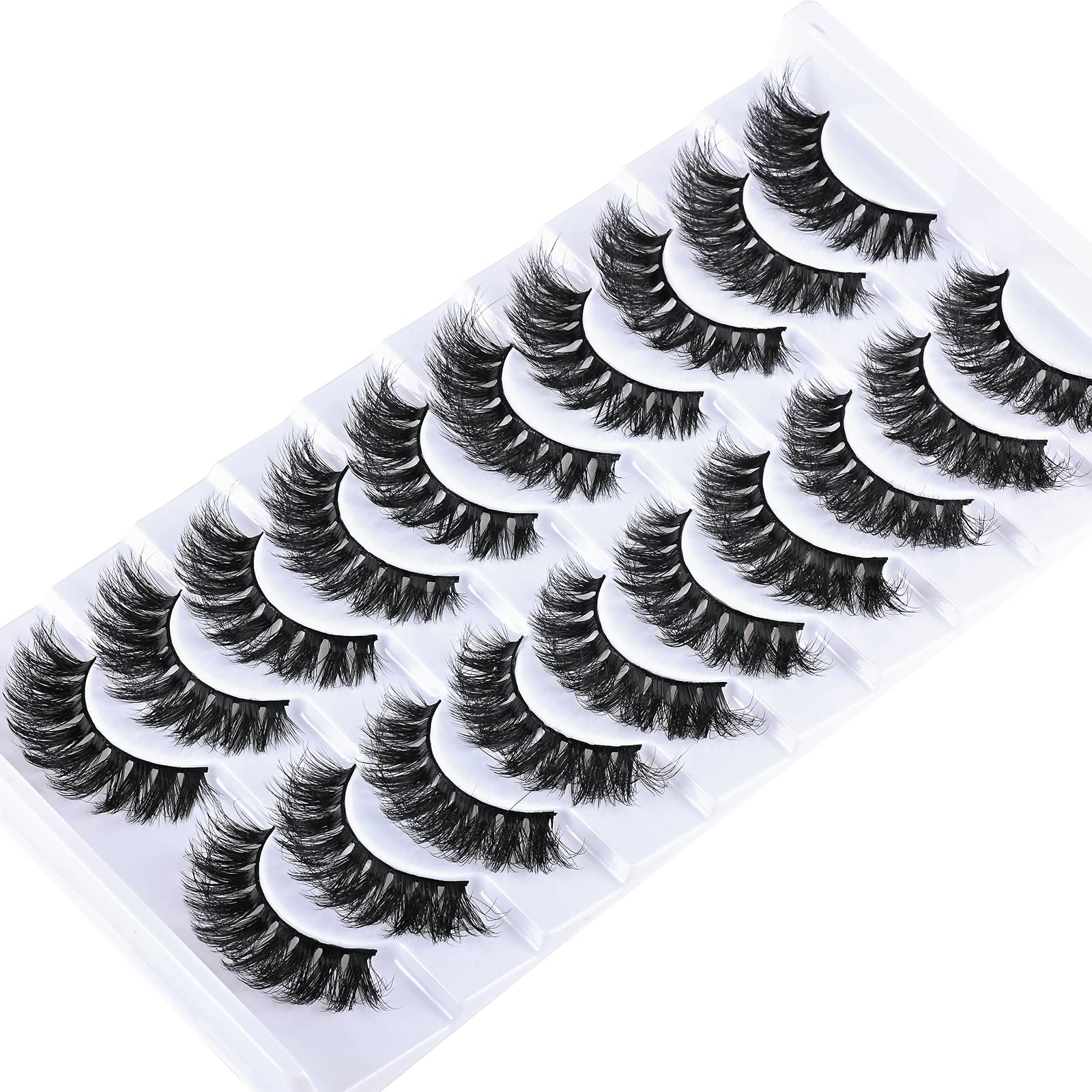 FARRED Natural Short False Eyelashes - 10 Pairs Wispy Mink Lashes for Fluffy Volume & Natural Look | Vegan Cruelty-Free Fake Eyelash Strips | Perfect for Daily Wear, Weddings & Special Occasions