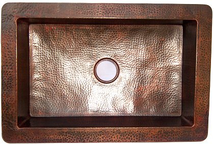 Farmhouse Hammered Copper Kitchen Sink - Vintage Style Copper Farm Sink for Rustic Kitchen Decor | Perfect for Country Homes, Cabinets & Farmhouse Style Kitchens