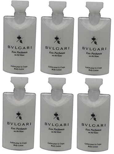 Bvlgari White Tea Eau de Toilette Body Lotion Set of 6 (2.5oz Each) - Luxurious Moisturizing Cream for Women, Fresh Floral Scent, Perfect for Daily Hydration & Gift Giving
