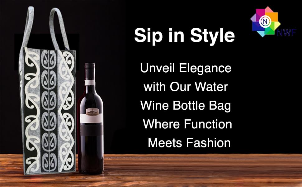 Eco-Friendly Reusable Water Bottle Bag - Premium Felt Material for Office, Gym & Travel | Wine Bottle Gift Bag (Grey-Black) | Sustainable & Stylish Accessory for Hydration On-The-Go