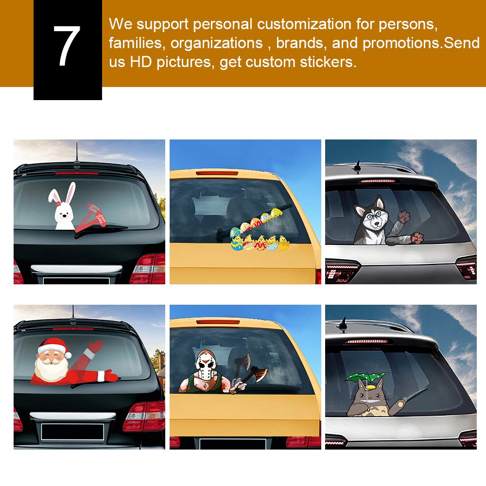 Funny Christmas Elf Waving Arm Car Wiper Decal - Waterproof Rear Windshield Wiper Blade Sticker for Cars (Long Hat Elf Design) - Perfect for Holiday Car Decorations & Christmas Party Vehicle Accessories