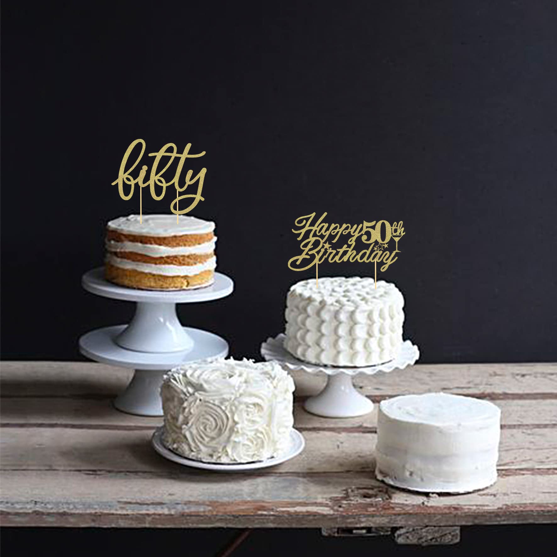 50th Birthday Cake Topper - Gold Glitter Happy 50th Birthday Decorations for Anniversary & Party Celebrations (8 Inch) - Perfect for Milestone Birthday Cakes, Retirement Parties & Golden Anniversary Decor