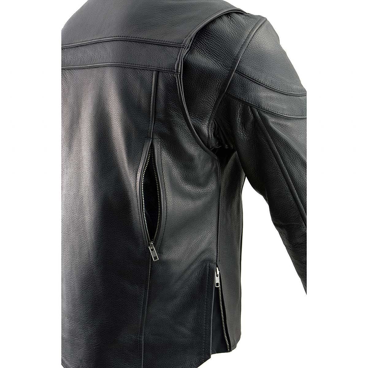 Milwaukee Leather SH1408 Men's Sporty Crossover Vented Black Motorcycle Jacket - Breathable Riding Gear for Scooter & Cruiser Bikes - Perfect for Urban Commuting & Weekend Adventures