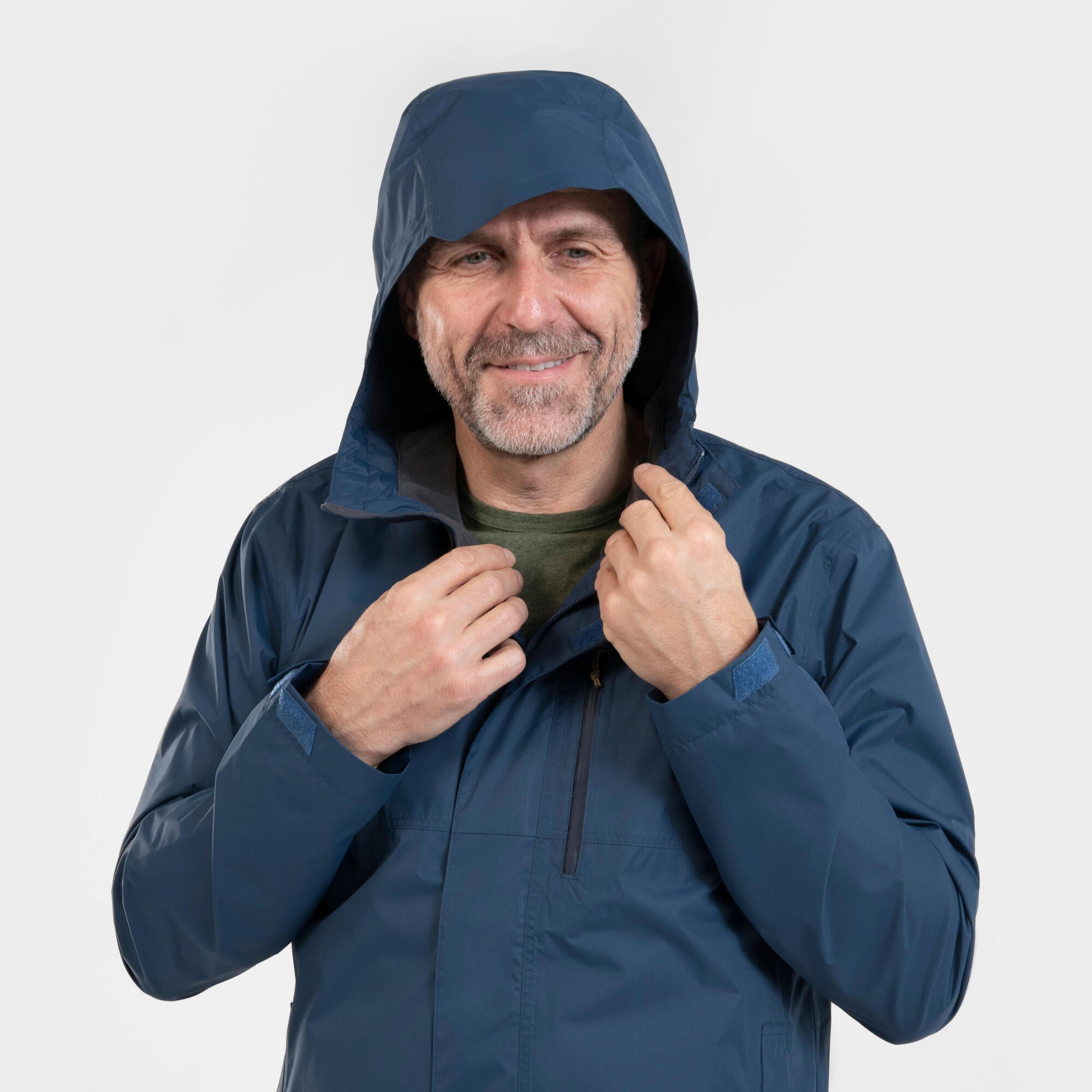 Quechua Men's NH500 Waterproof Rain Jacket - Lightweight Windproof Hiking Jacket for Outdoor Adventures & Travel
