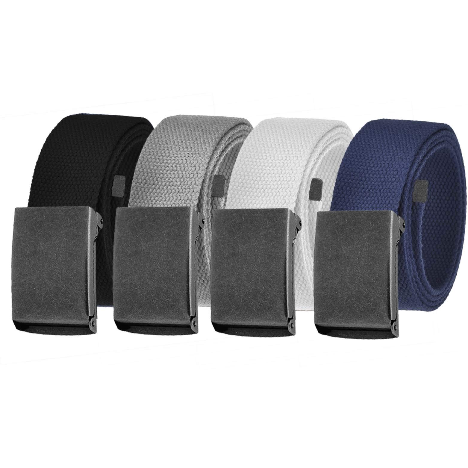 Vintage Military Style Men's Canvas Web Belt with Distressed Silver Flip Top Buckle - Perfect for Casual Wear, Outdoor Adventures & Tactical Gear