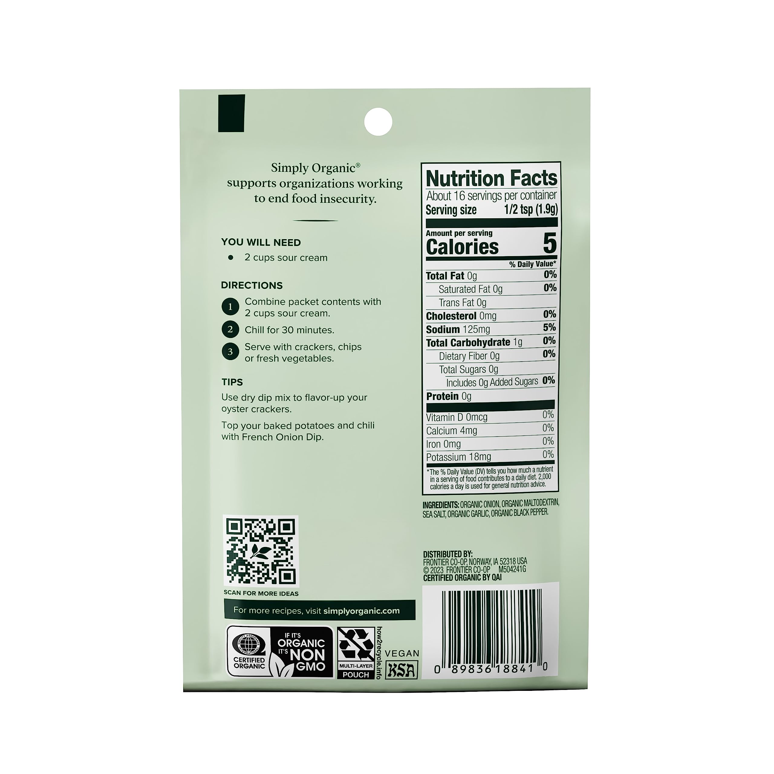 Organic French Onion Dip Mix - USDA Certified, Gluten-Free, Non-GMO | 1.1 oz (Pack of 4) | Perfect for Parties, Chips & Veggie Dips
