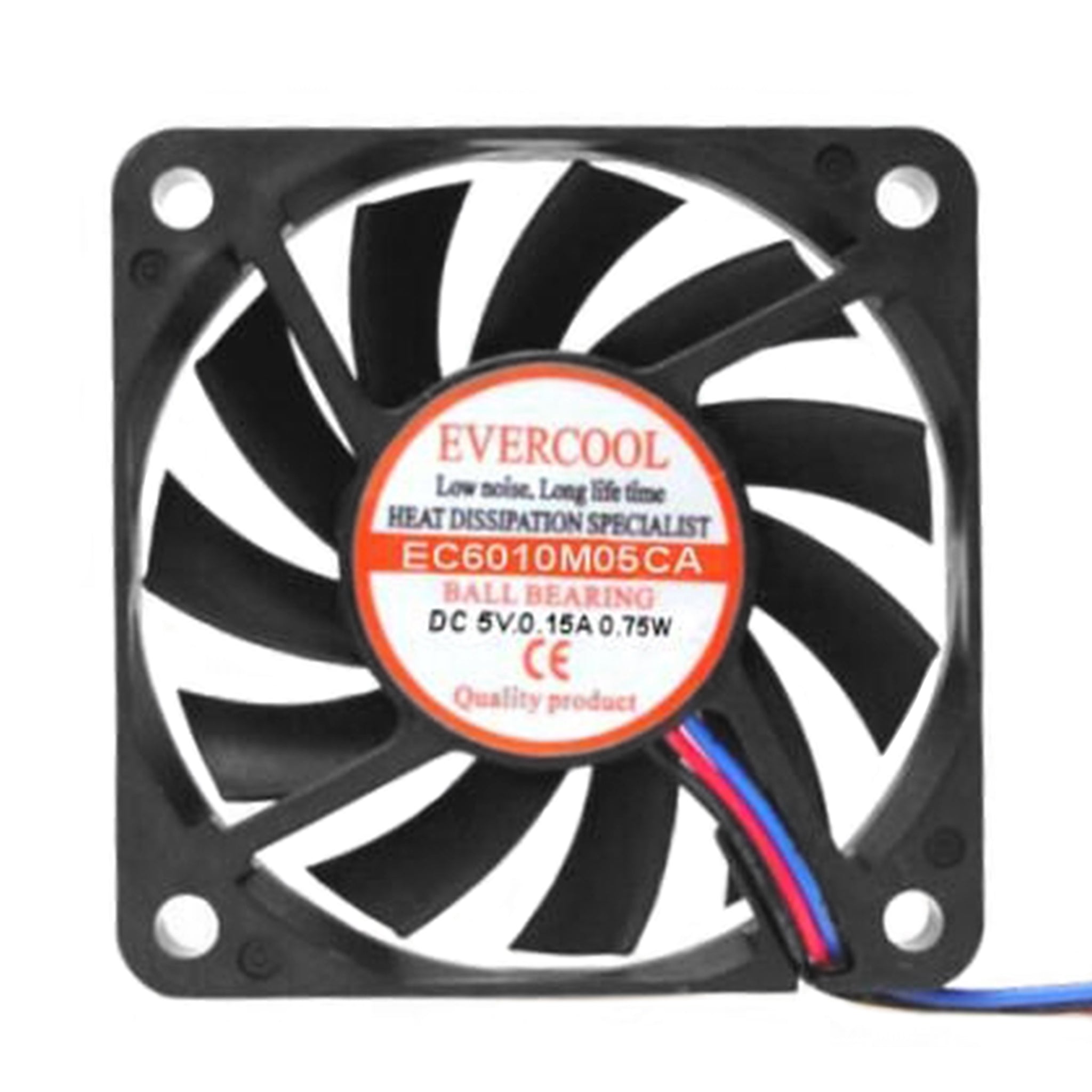 Evercool 60x60x10mm Ball Bearing Fan EC6010M05CA - High Performance Cooling Fan for PC, Laptop, and Electronics - Perfect for Gaming Rigs, Servers, and Home Office Setups