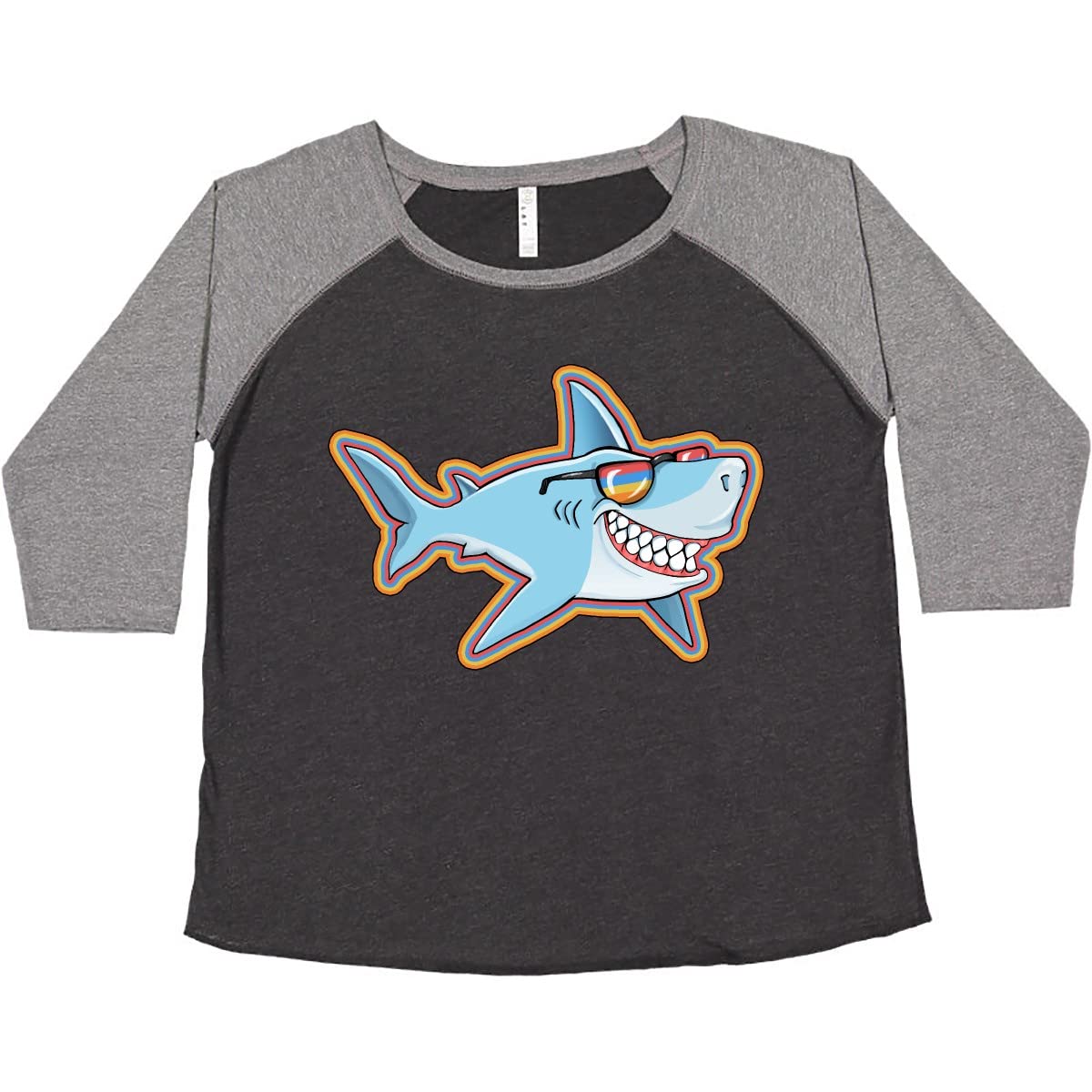 Inktastic Super Suave Shark with Vintage Sunglasses - Women's Plus Size Graphic Tee for Casual Wear, Beach Outings & Shark Lovers