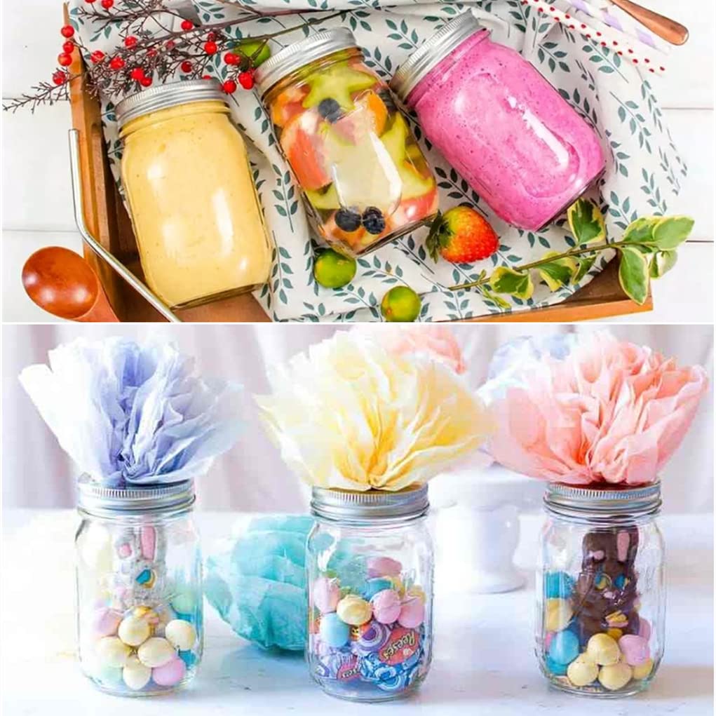 TUZAZO 12-Pack 8oz Clear Plastic Mason Jars with Screw-On Lids - BPA Free Refillable Round Containers for Slime, Spices, Candles & DIY Crafts - Perfect for Kitchen Pantry, Bathroom & Craft Room Organization