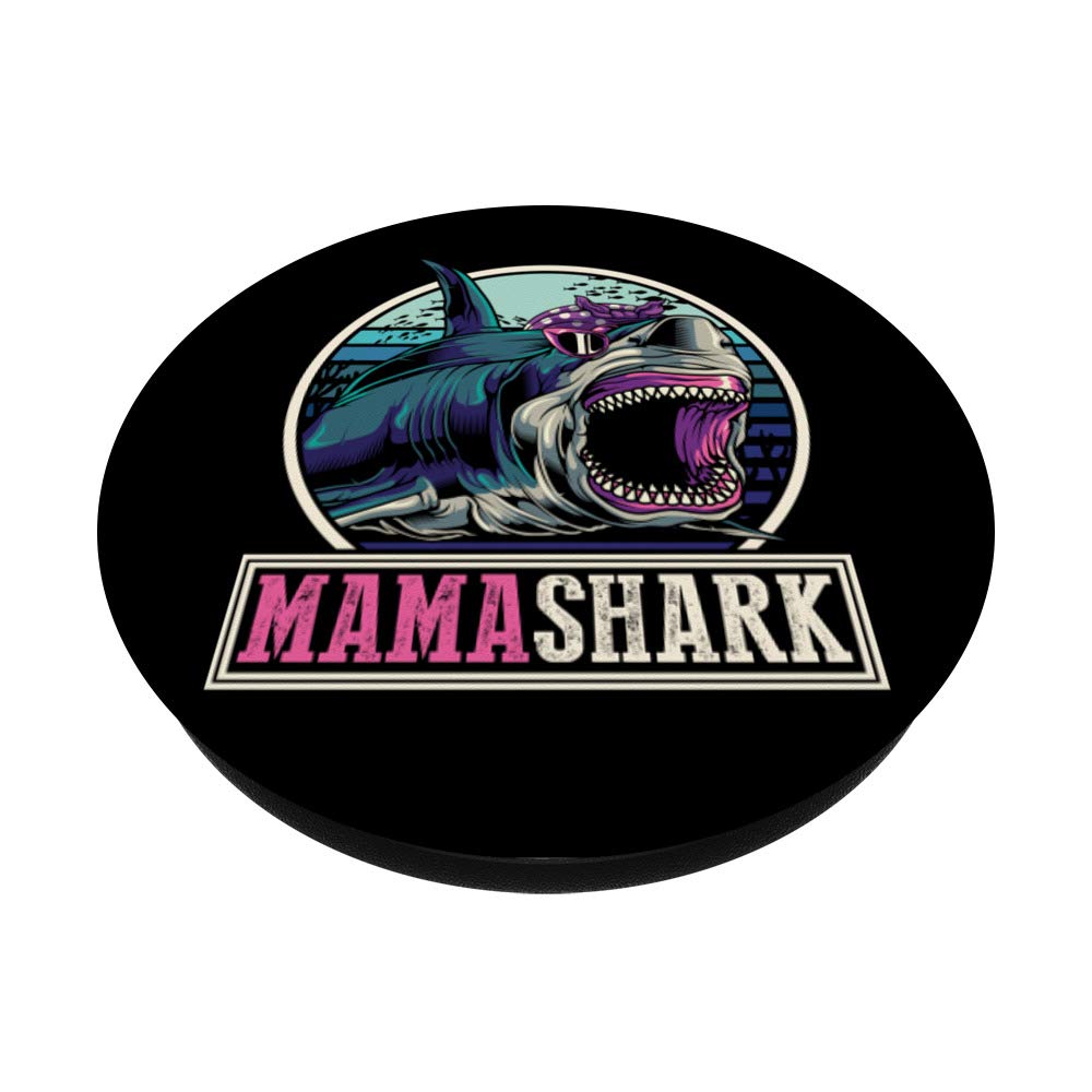 Ocean Mama Shark PopSockets PopGrip - Swappable Phone Grip for iPhone & Android, Cute Sea Monster Animal Design - Perfect Mothers Day Gift for Shark Lovers, Phone Accessories for Work & Travel