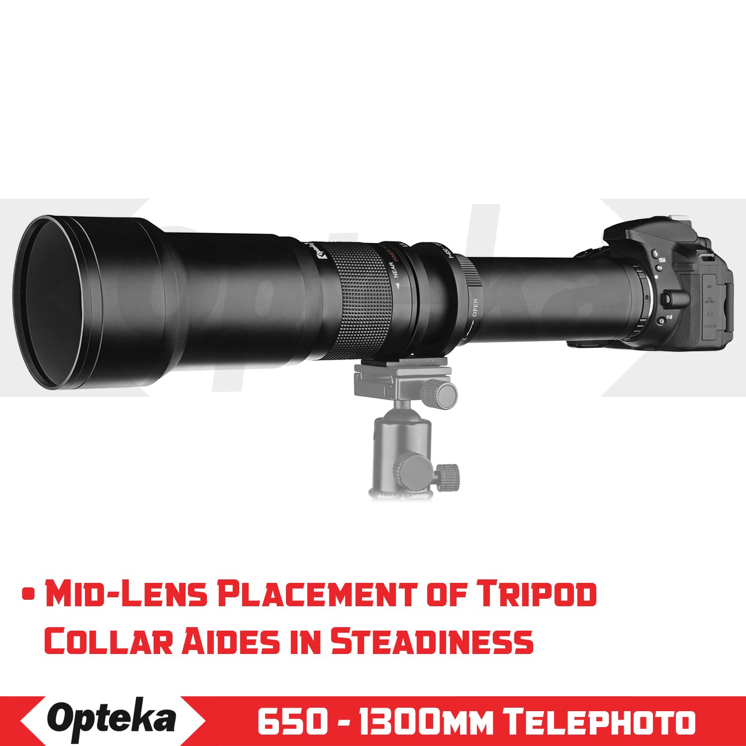 Opteka 650-1300mm Telephoto Zoom Lens for Nikon DSLR Cameras (D5/D4/D3/Df/D850/D810/D800/D750/D610/D7500/D7200/D5600/D5500/D5300/D3500/D3400/D3300/D3200) - Wildlife & Sports Photography, Long-Distance Shooting
