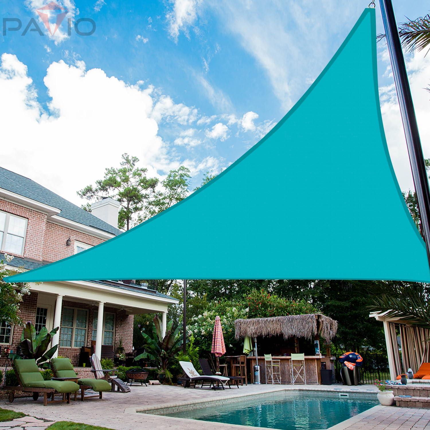 23' x 23' x 23' Turquoise Triangle Sun Shade Sail - 95% UV Block Waterproof Shade Cloth for Patio, Garden, Backyard & Deck - Perfect for Outdoor Relaxation, BBQ Parties & Sun Protection