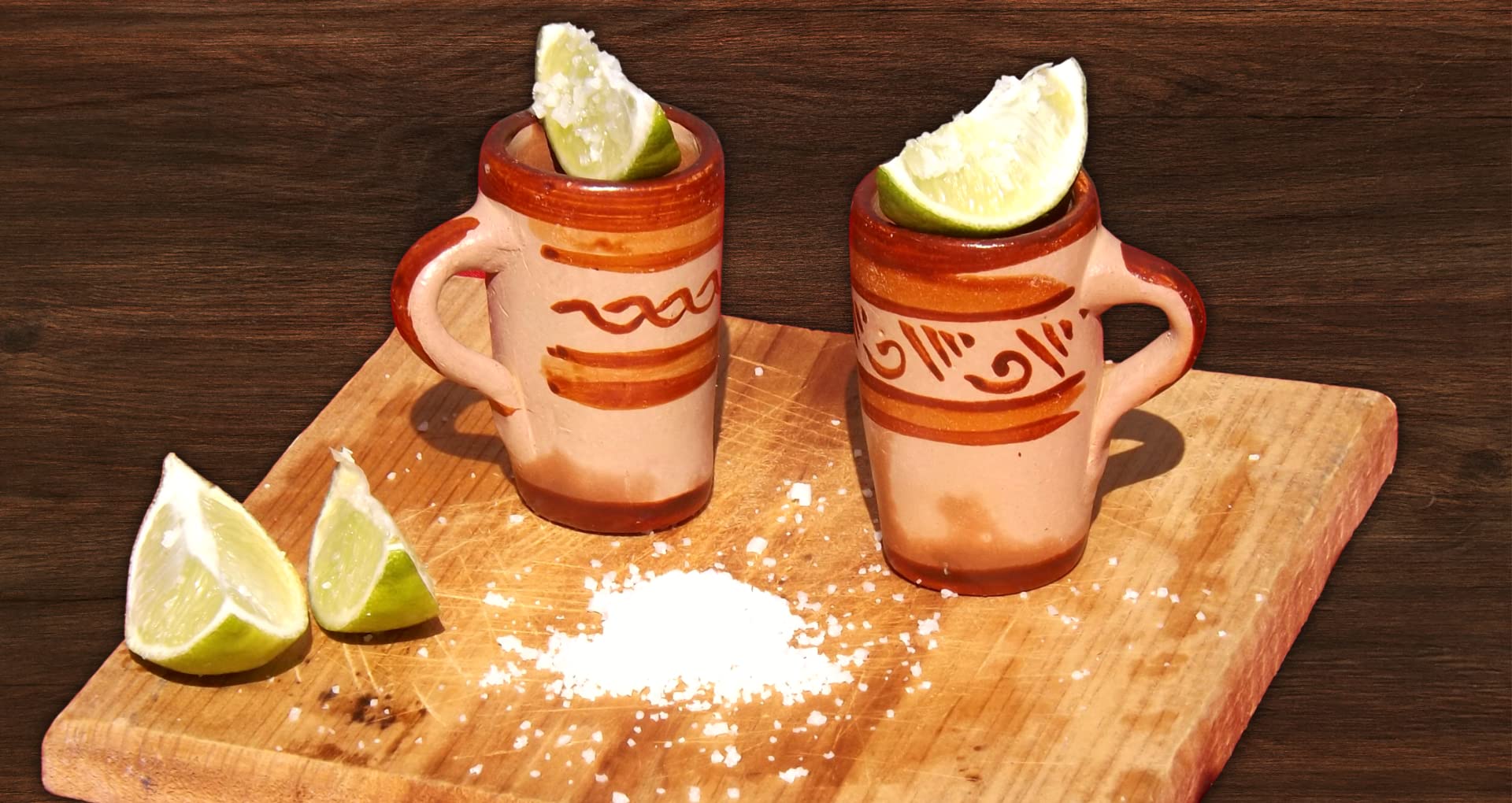 Premium Tequila Shot Glasses Set of 4 - Authentic Mexican Terracotta Clay Cups (2oz) - Handcrafted Barro Canelo with Handle - Perfect for Cinco de Mayo, Margarita Parties & Mexican-Themed Events