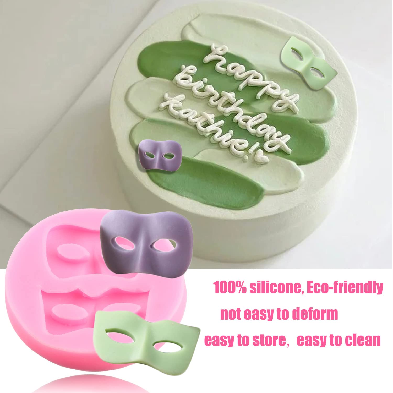 Zixiang Silicone Masquerade Mask Molds - Set of 4 for Cake Decorating, Fondant, Cupcake Toppers, Candy, Resin Clay, Chocolate & Gum Paste - Perfect for Halloween, Cosplay, and DIY Craft Projects