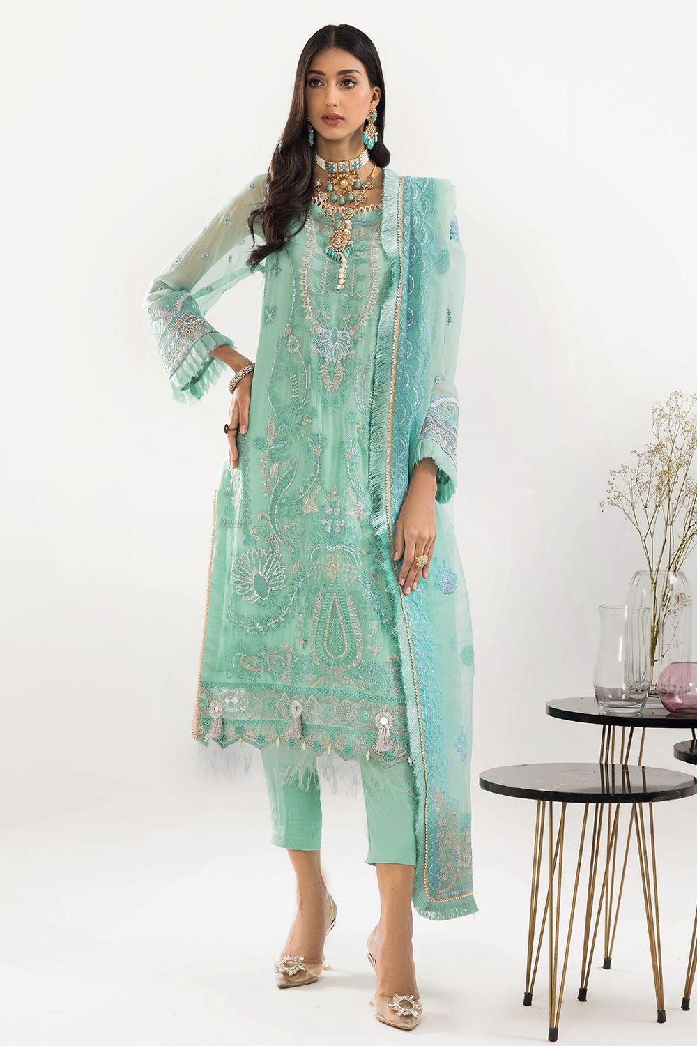 Elegant Chiffon Tan 3-Piece Suit Set for Women - Formal Office Wear & Special Occasions