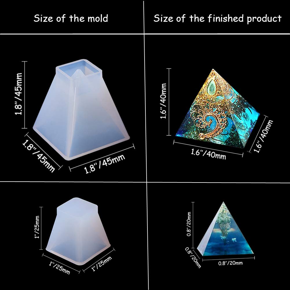 OLYCRAFT 52-Piece 4-Style Silicone Mold Set for Resin, Soap & Candle Making - Includes Pyramid, Cone, Trapezoid Molds with Glitter Accessories - DIY Crafting Tools for Jewelry, Home Decor & Gift Making