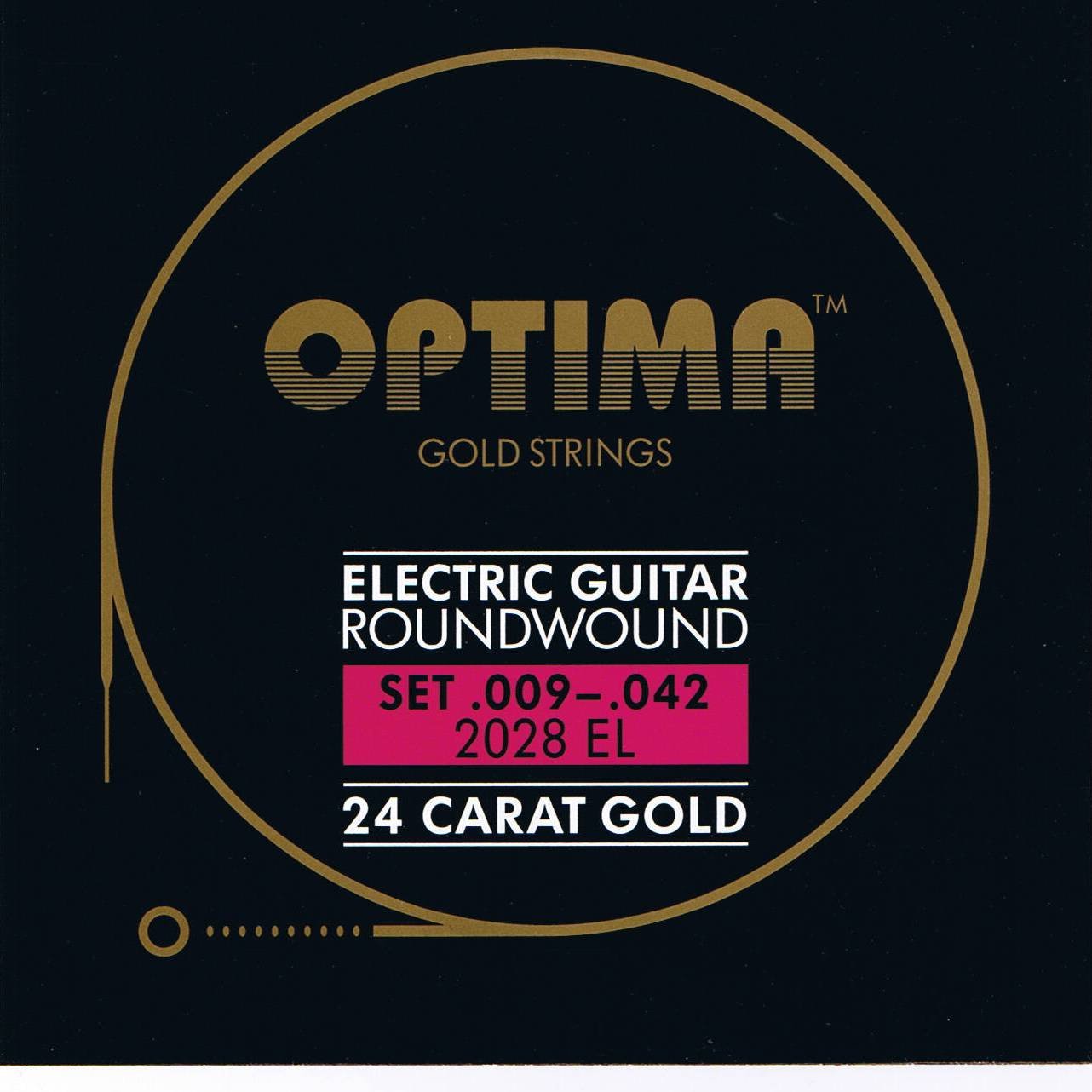 Optima 24K Gold Plated Electric Guitar Strings .009-.042 Gauge Set - Premium Bright Tone for Rock, Blues & Metal - Perfect for Stage Performances & Studio Recording