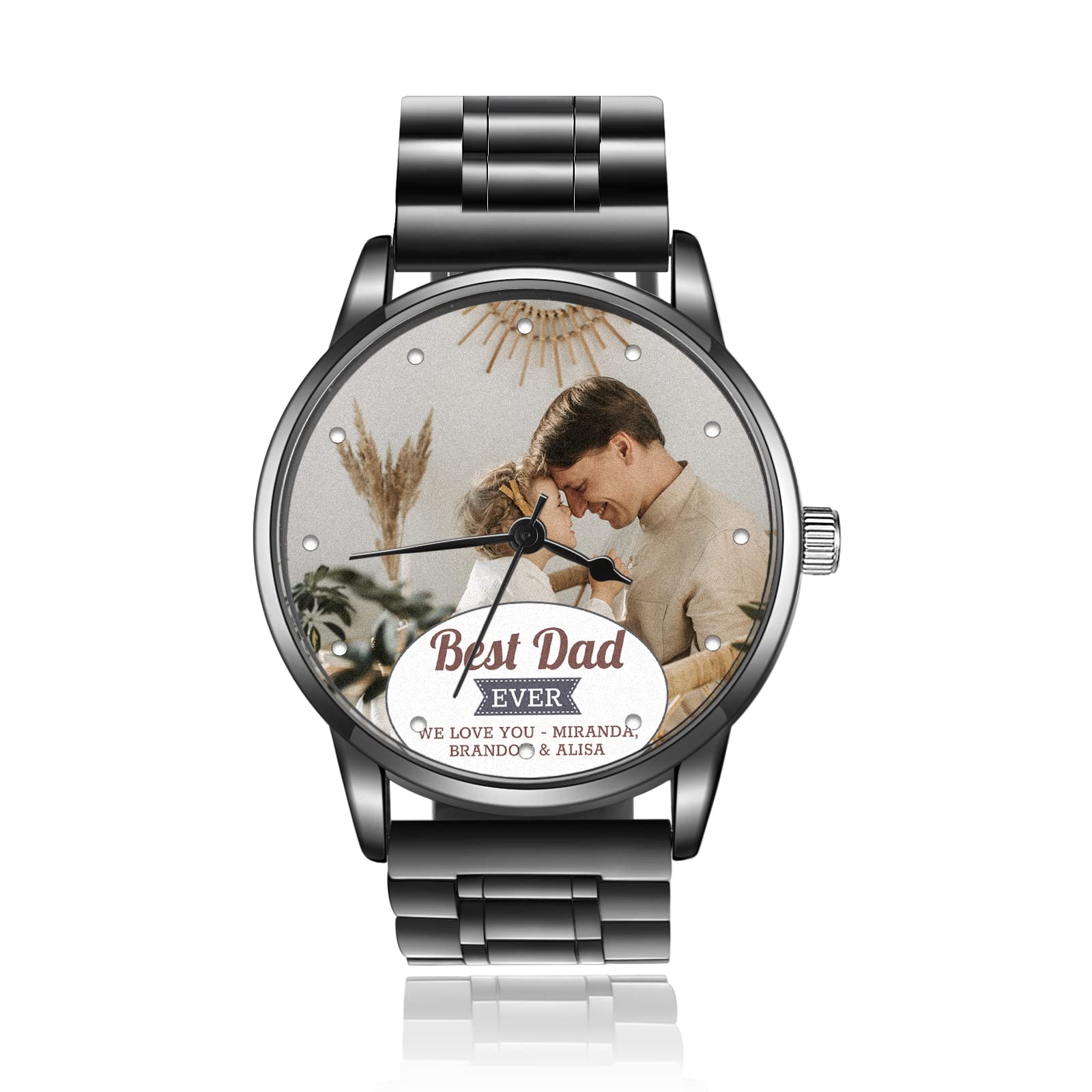 Personalized Photo Watch for Men - Custom Engraved Name & Picture Stainless Steel Wristwatch | Unique Gift for Father, Husband, Dad | Perfect for Birthday, Anniversary & Father's Day