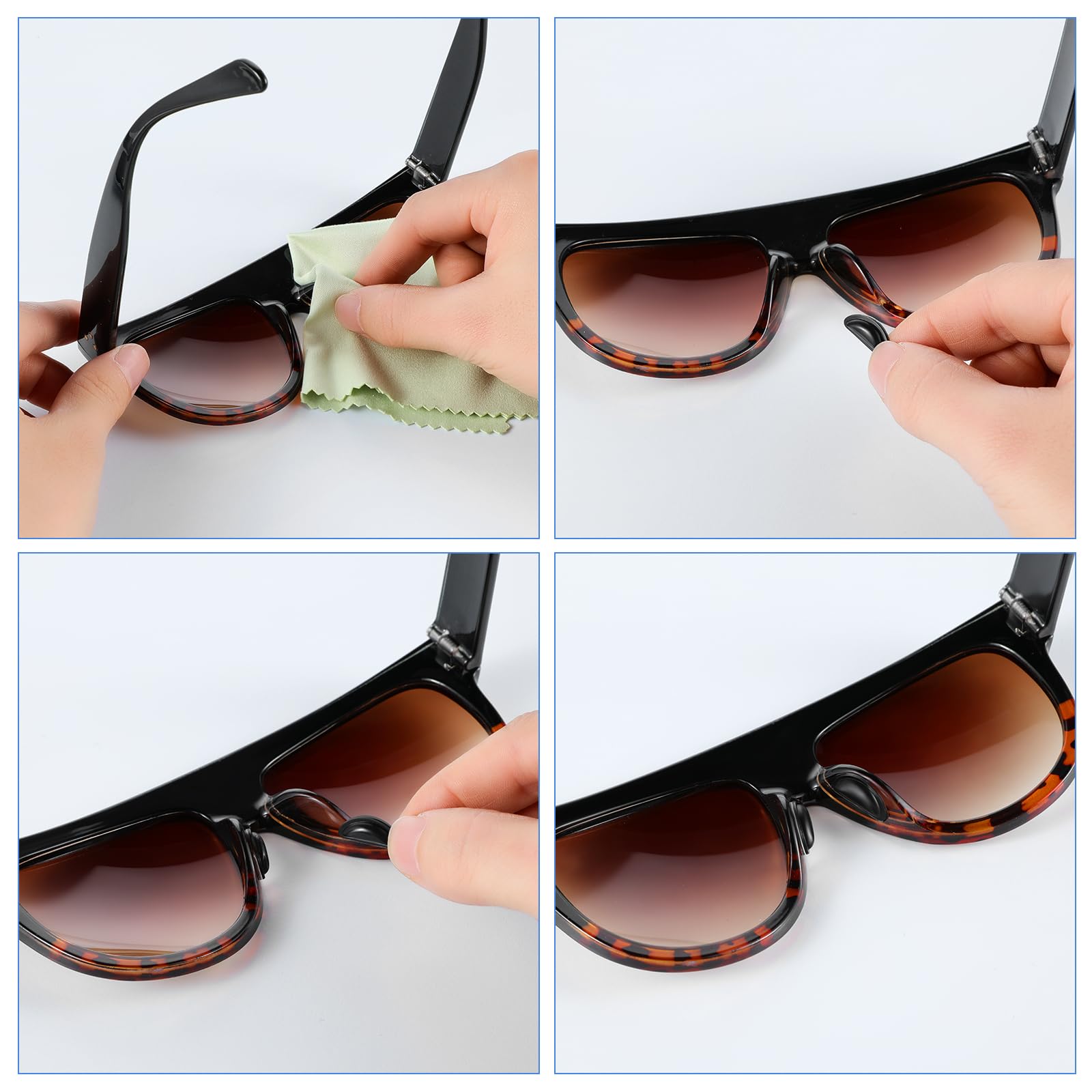 10 Pairs Black Silicone Non-Slip Eyeglass Nose Pads - Adhesive Replacement Nose Grips for Glasses & Sunglasses - Perfect for Comfort, Secure Fit and All-Day Wear