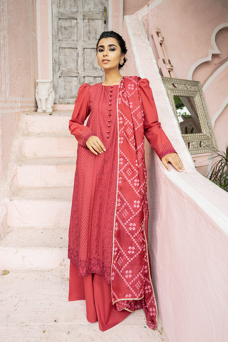 Mandarin Mars Embroidered Lawn 3-Piece Set - Elegant Floral Design for Women's Summer Dresses & Casual Outfits