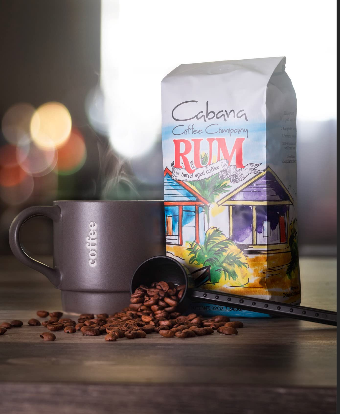 Rum Barrel Aged Coffee - Jamaican Rum Infused South American Beans - Whole Bean 12oz for Gourmet Brewing