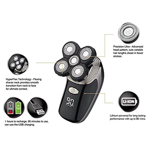 5-in-1 Rechargeable Electric Razor for Men - Wet/Dry Shaver with Digital Display, Beard Trimmer & Body Groomer | Perfect for Travel, Home & Gym Use