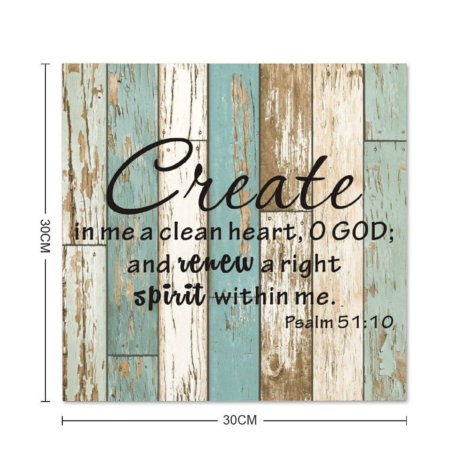 Rustic Wood Wall Art Sign - 'Create in Me A Clean Heart' Inspirational Plaque, 12x12 Inch Farmhouse Decor for Home, Office & Nursery - Perfect for Christian Gifts, Wall Decor & Room Accents