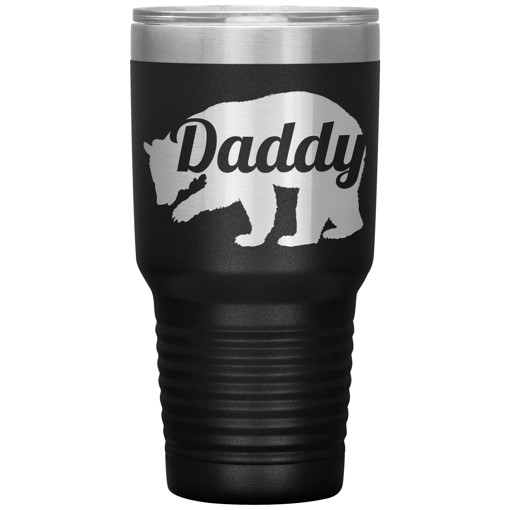 Daddy Bear Tumbler 30oz - Engraved Stainless Steel Insulated Cup for Dad - Perfect Father's Day Gift, Birthday Present - Keeps Drinks Hot/Cold for Hours - Ideal for Office, Travel, Camping & Outdoor Activities