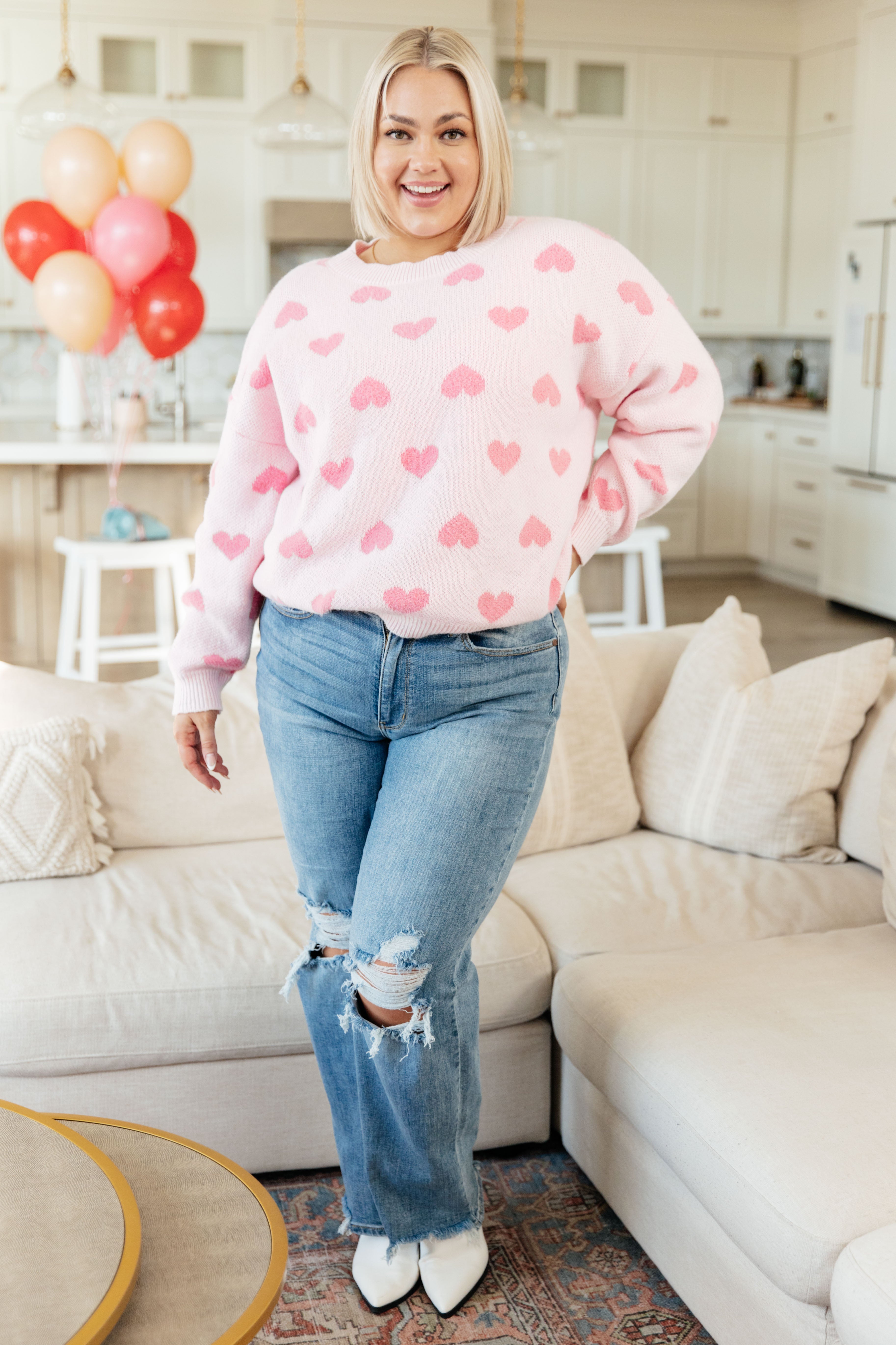 Heart On My Sleeves Sweater - Cozy Knit Pullover with Romantic Heart Design | Perfect for Valentine's Day, Date Nights & Casual Winter Outfits