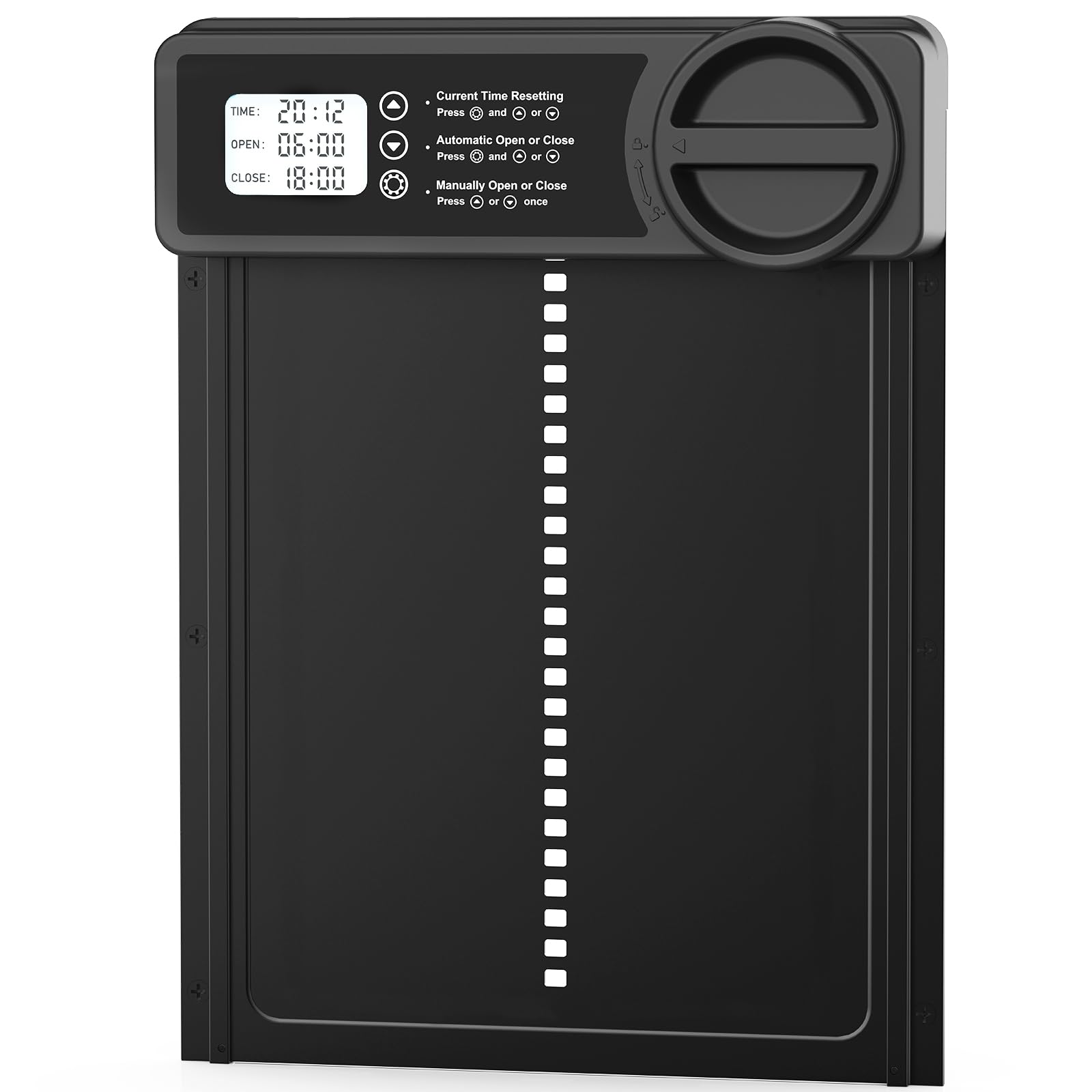 Automatic Chicken Coop Door with Timer & Manual Mode - Aluminum Alloy Anti-Pinch Design with Large LCD Screen & Low Battery Alarm | Perfect for Poultry Farms, Backyard Chicken Coops & DIY Enthusiasts